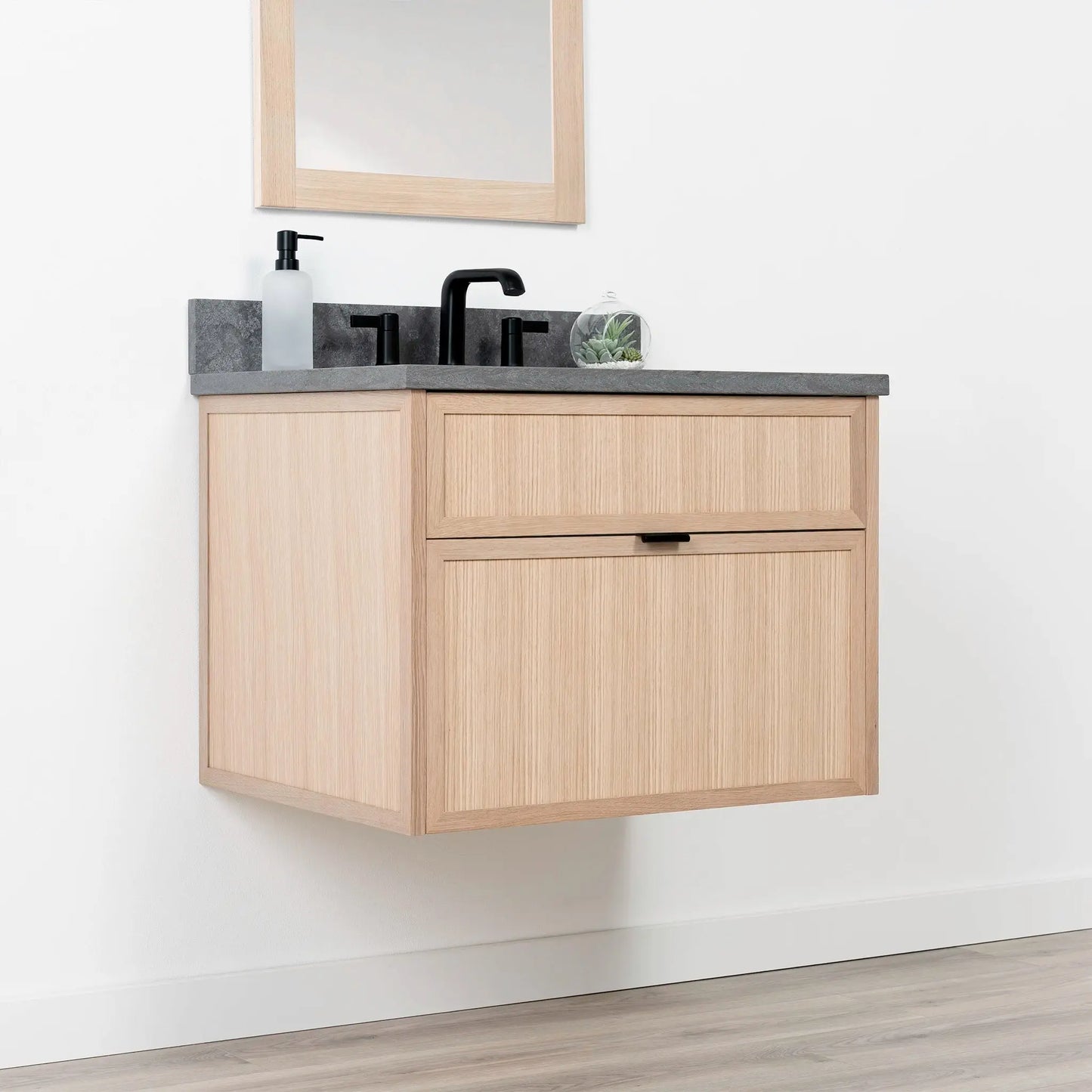 Cape Breton SLIM 30" Wall Mount White Oak Bathroom Vanity - All Drawers Teodor Bathroom Vanity Canada