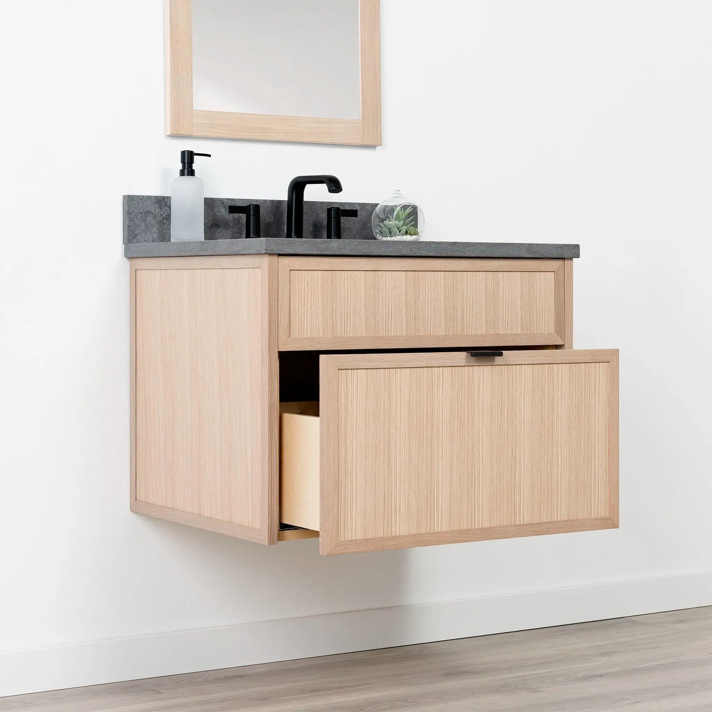 Cape Breton SLIM 30" Wall Mount White Oak Bathroom Vanity - All Drawers Teodor Bathroom Vanity Canada