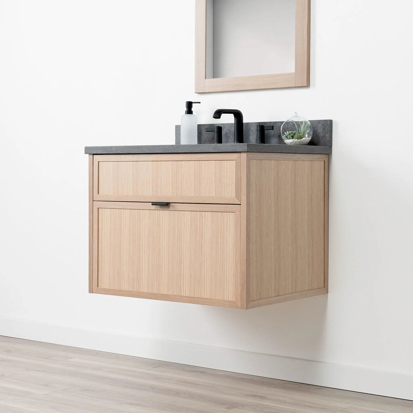 Cape Breton SLIM 30" Wall Mount White Oak Bathroom Vanity - All Drawers Teodor Bathroom Vanity Canada