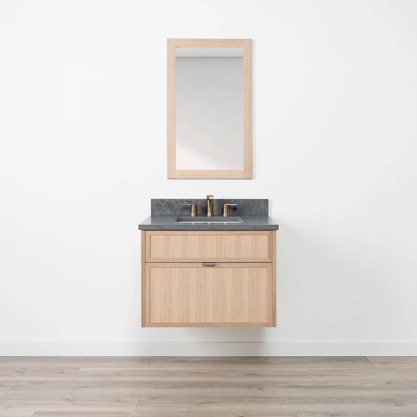 Cape Breton SLIM 30" Wall Mount White Oak Bathroom Vanity - All Drawers Teodor Bathroom Vanity Canada