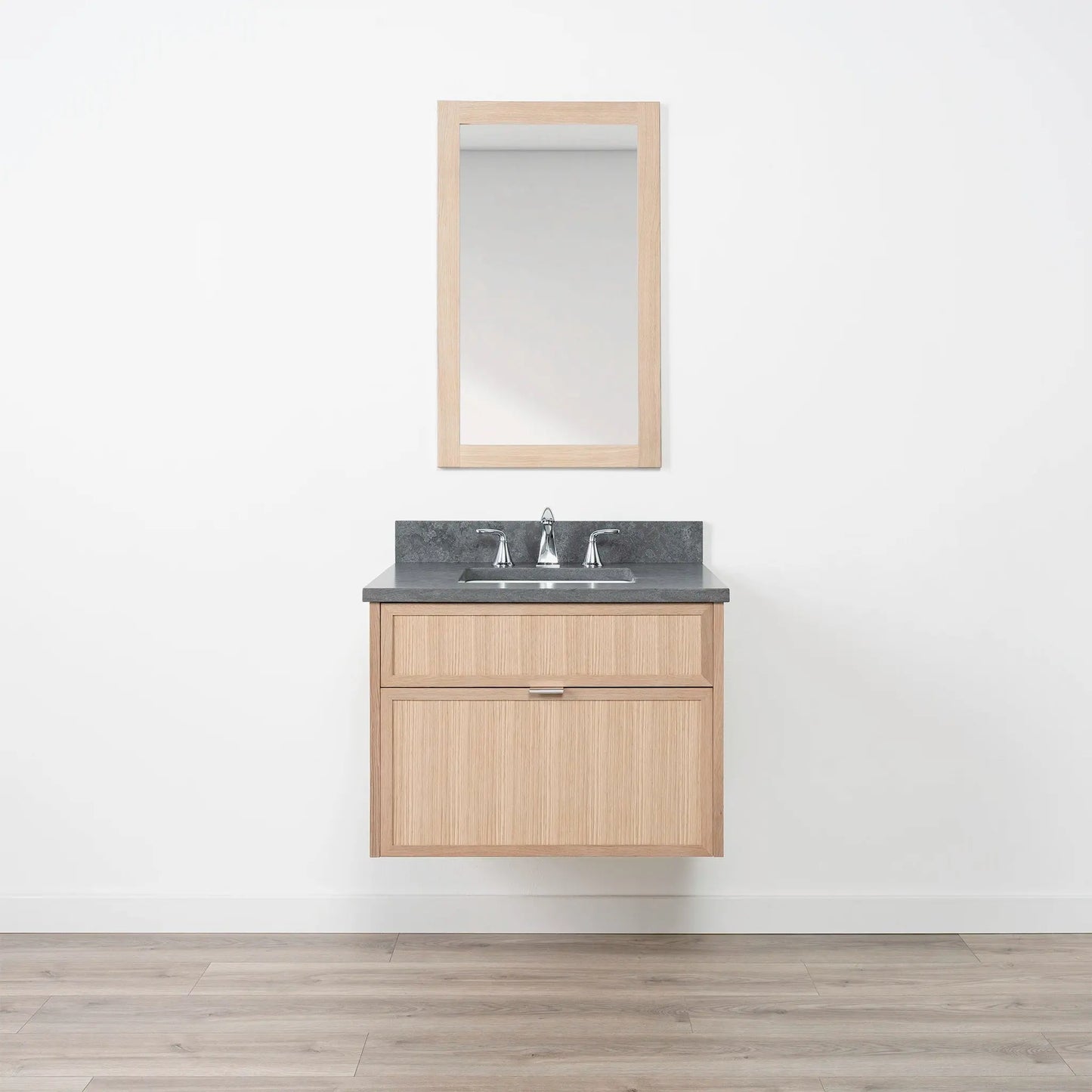Cape Breton SLIM 30" Wall Mount White Oak Bathroom Vanity - All Drawers Teodor Bathroom Vanity Canada