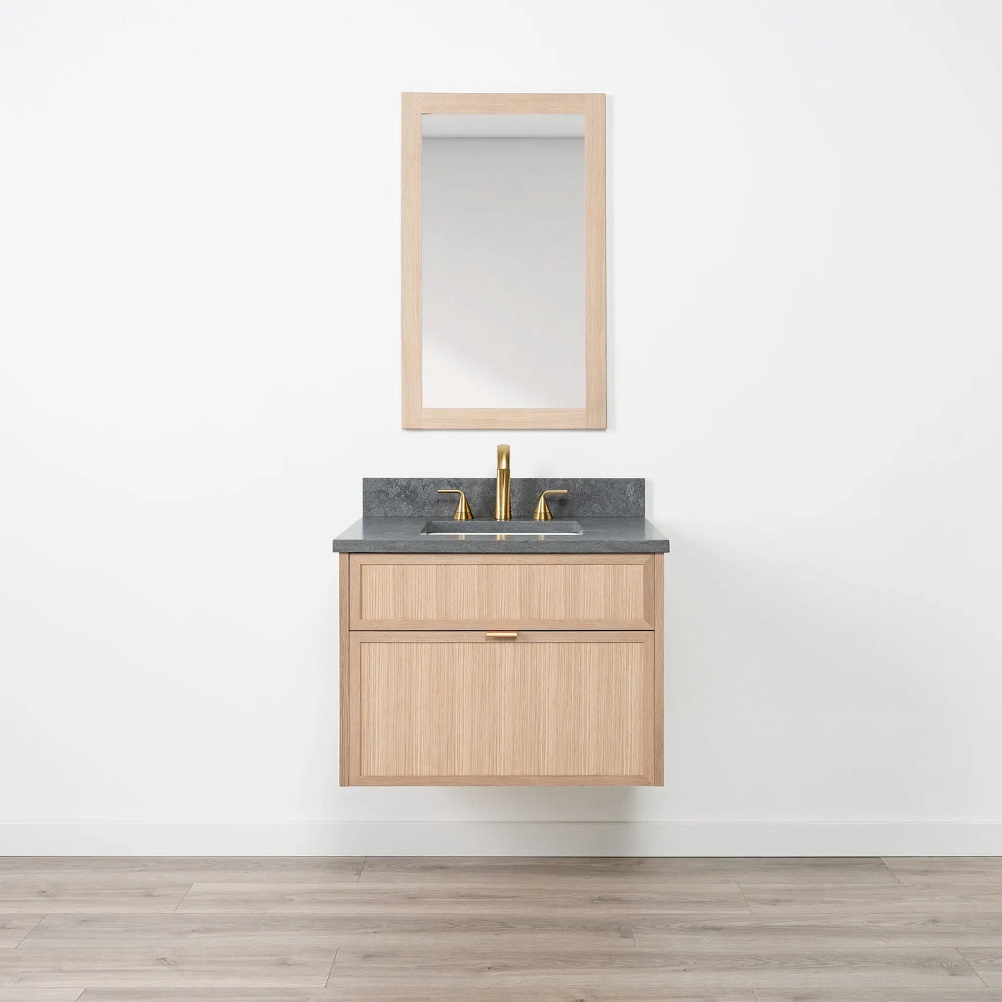 Cape Breton SLIM 30" Wall Mount White Oak Bathroom Vanity - All Drawers Teodor Bathroom Vanity Canada