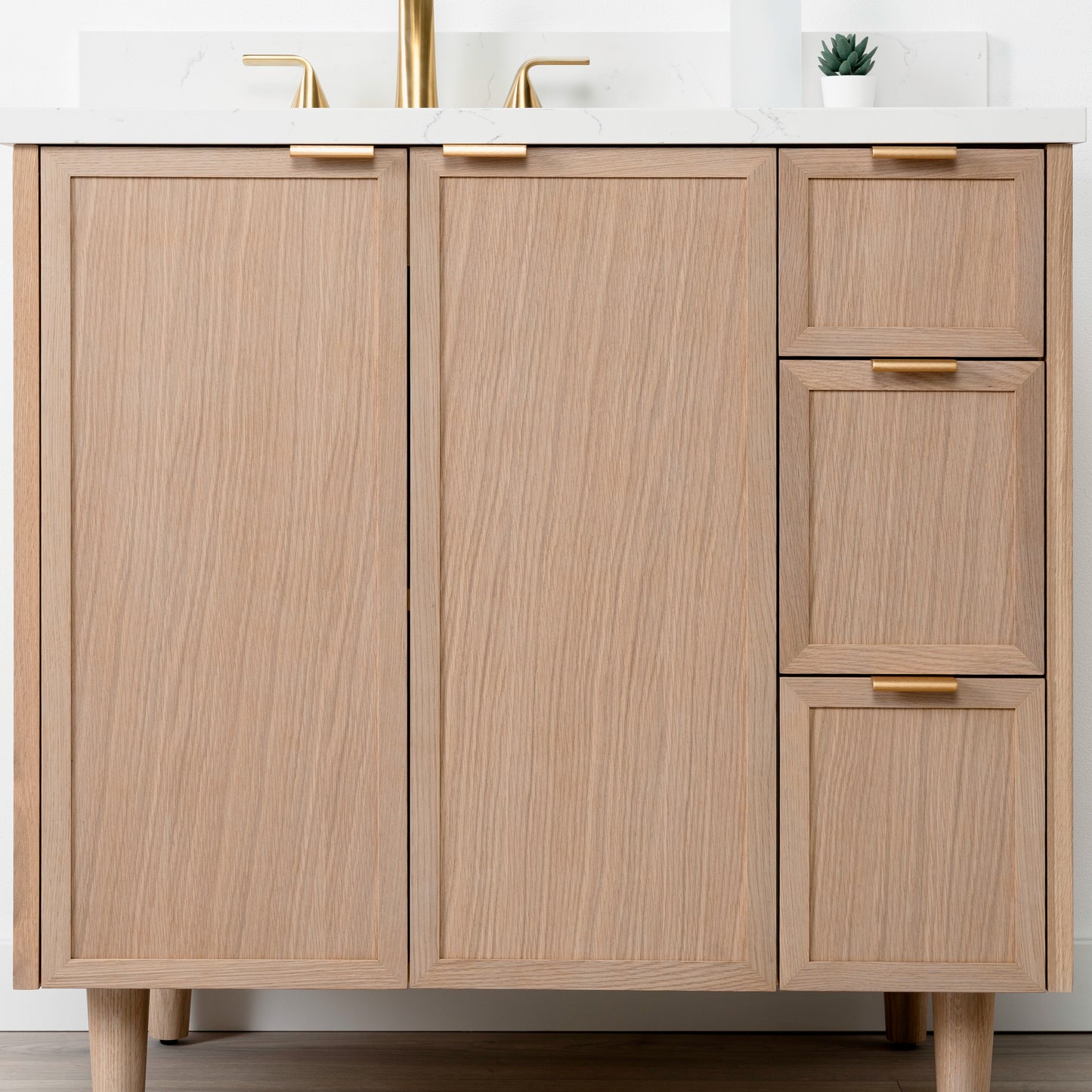 Cape Breton SLIM 36" White Oak Bathroom Vanity, Left Sink