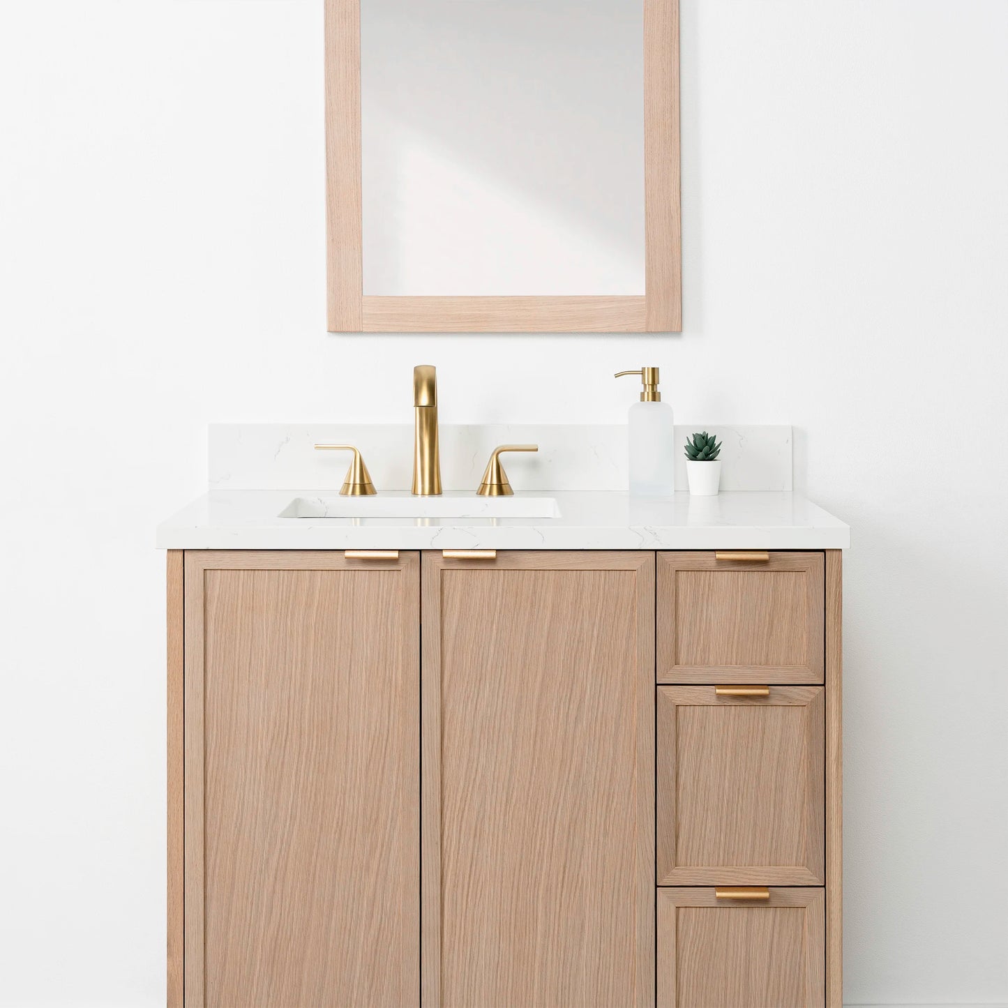 Cape Breton SLIM 36" White Oak Bathroom Vanity, Left Sink
