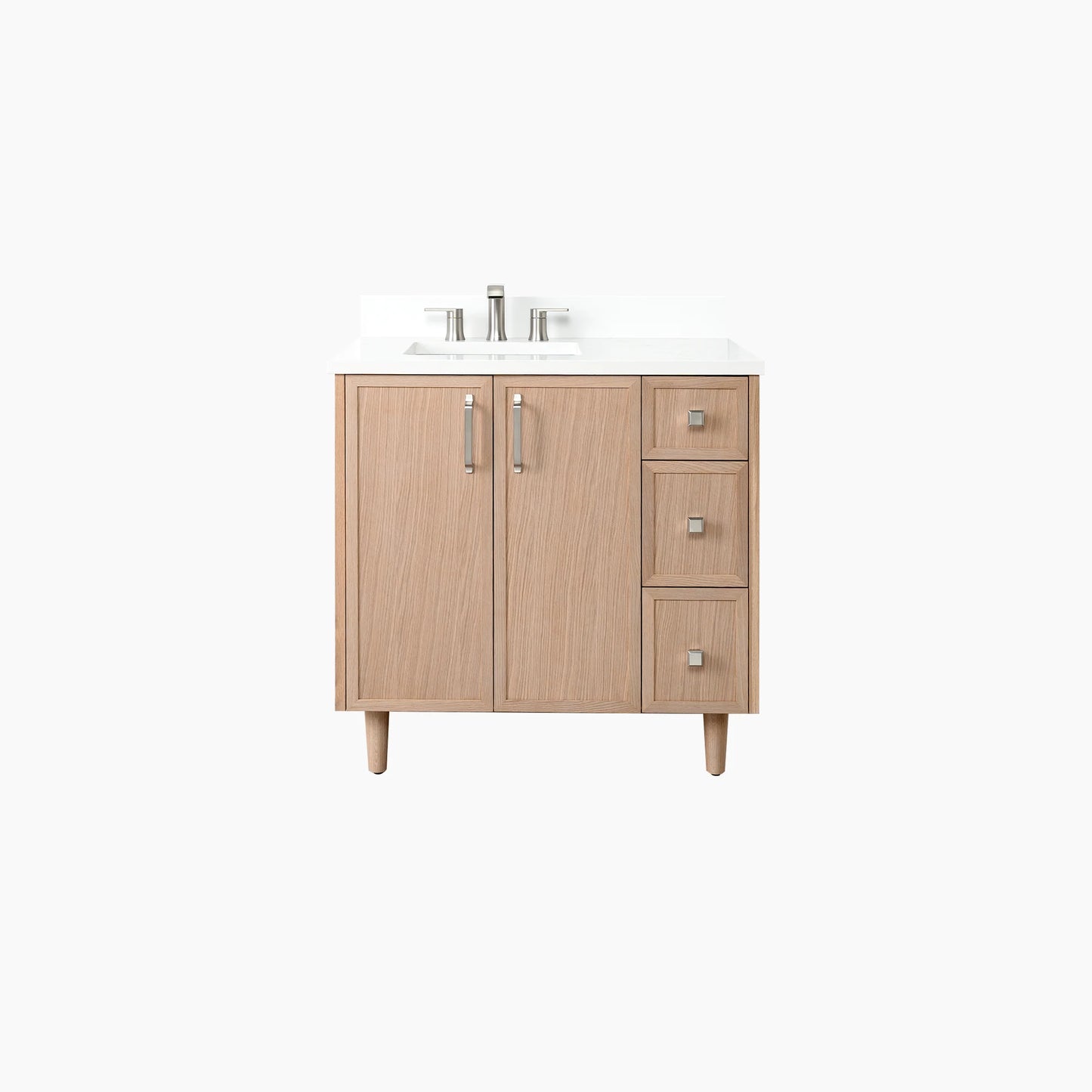 Cape Breton SLIM 36" White Oak Bathroom Vanity, Left Sink