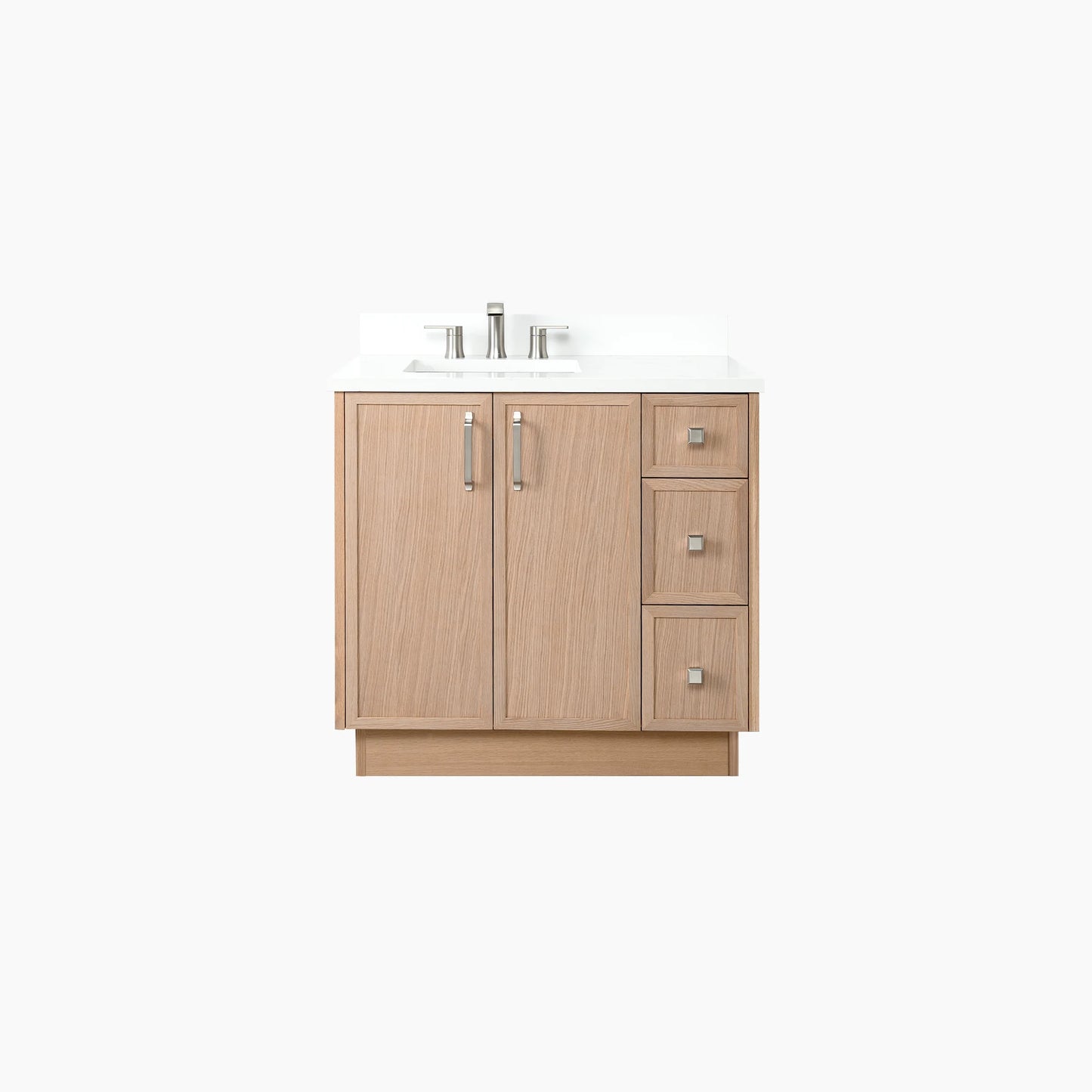 Cape Breton SLIM 36" White Oak Bathroom Vanity, Left Sink