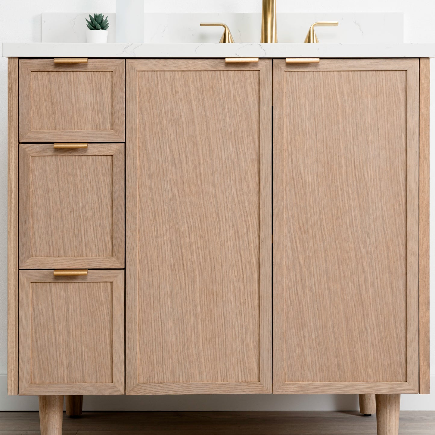 Cape Breton SLIM 36" White Oak Bathroom Vanity, Right Sink