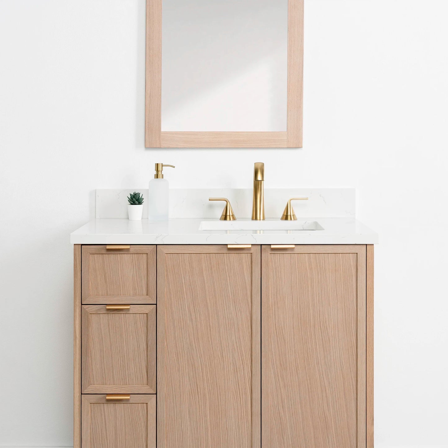 Cape Breton SLIM 36" White Oak Bathroom Vanity, Right Sink