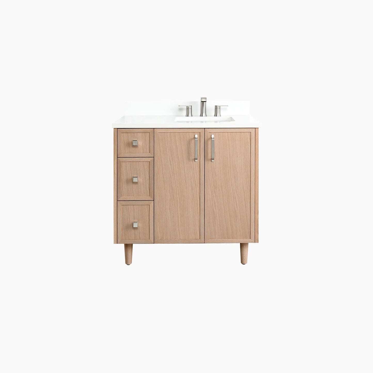 Cape Breton SLIM 36" White Oak Bathroom Vanity, Right Sink