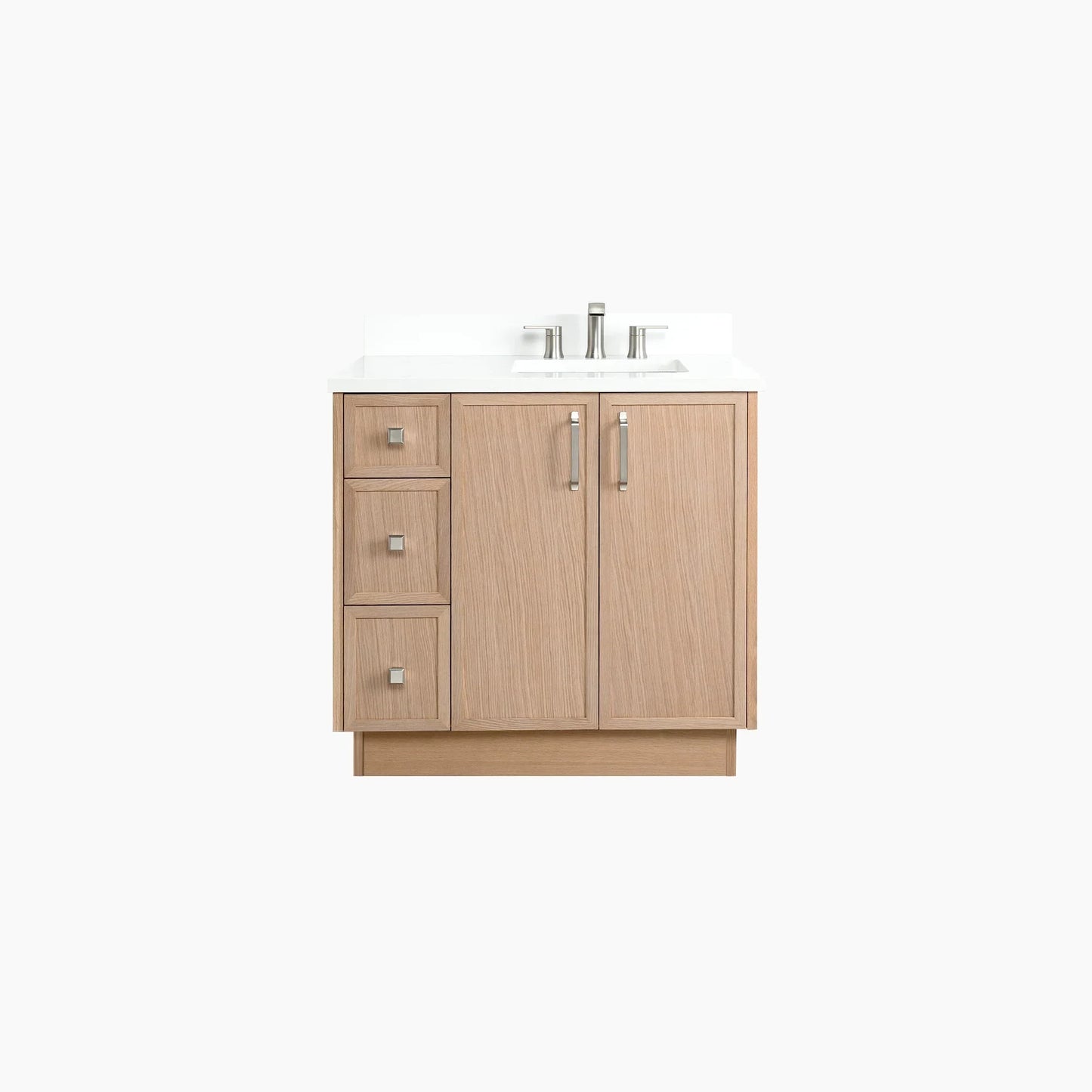 Cape Breton SLIM 36" White Oak Bathroom Vanity, Right Sink