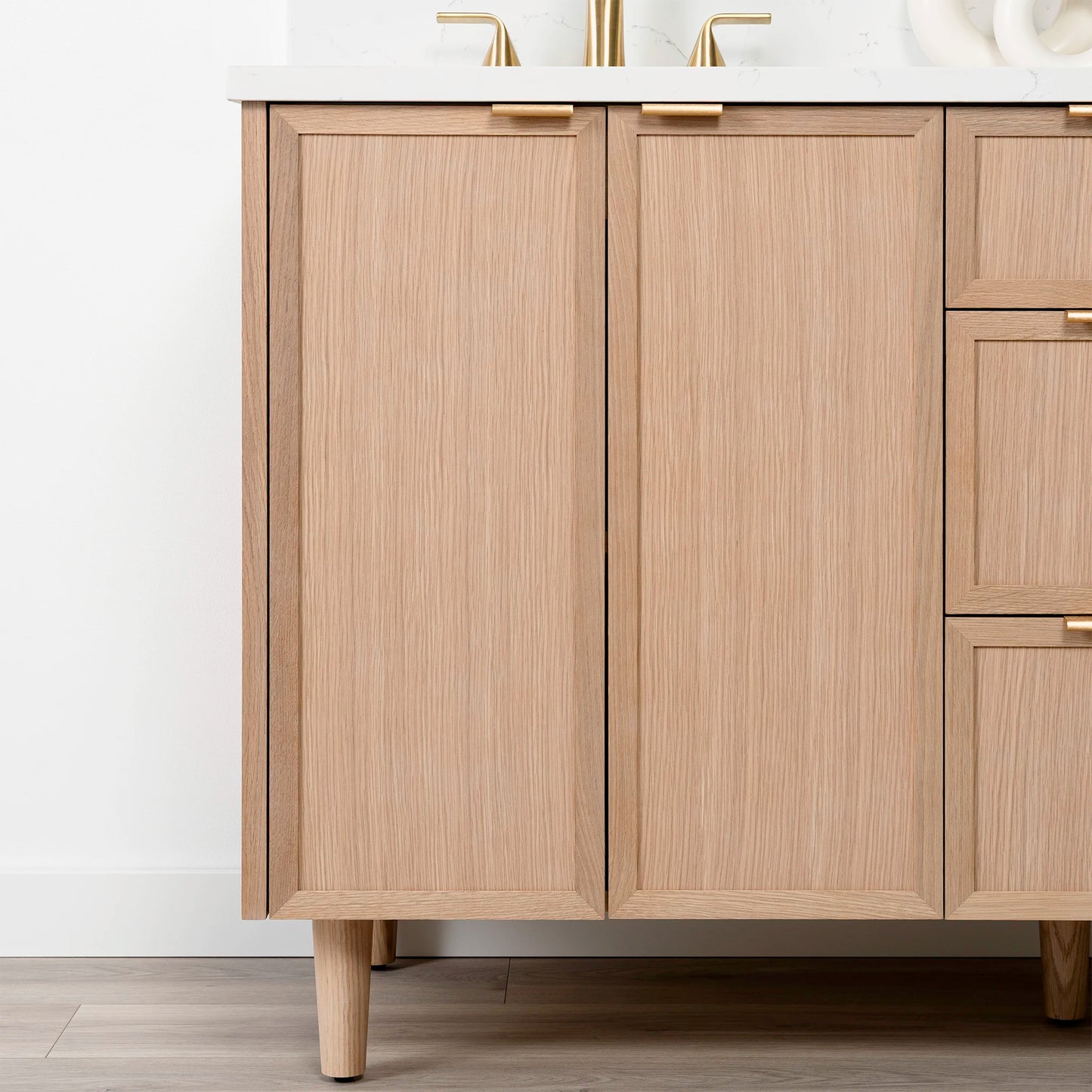 Cape Breton 60" White Oak Bathroom Vanity, Double Sink