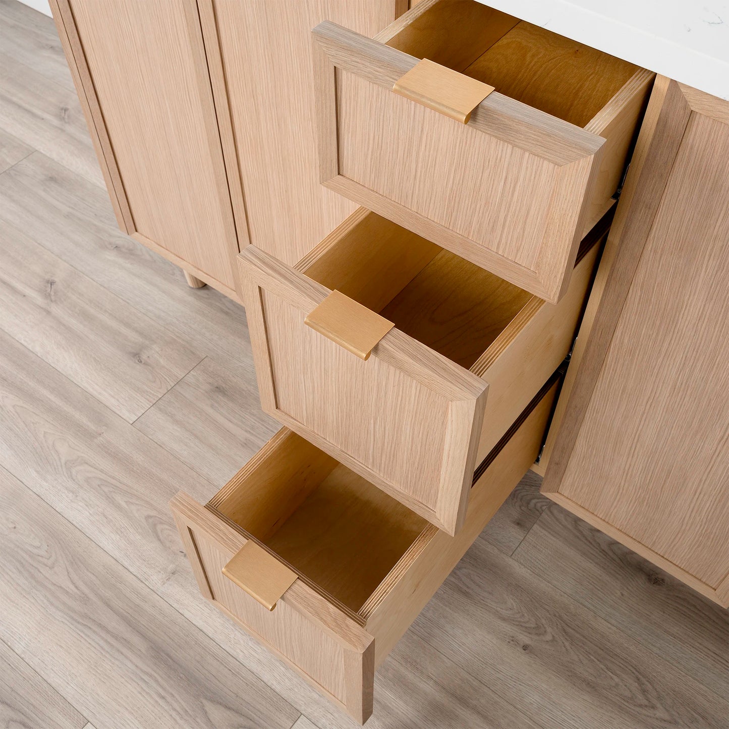 Cape Breton 60" White Oak Bathroom Vanity, Double Sink