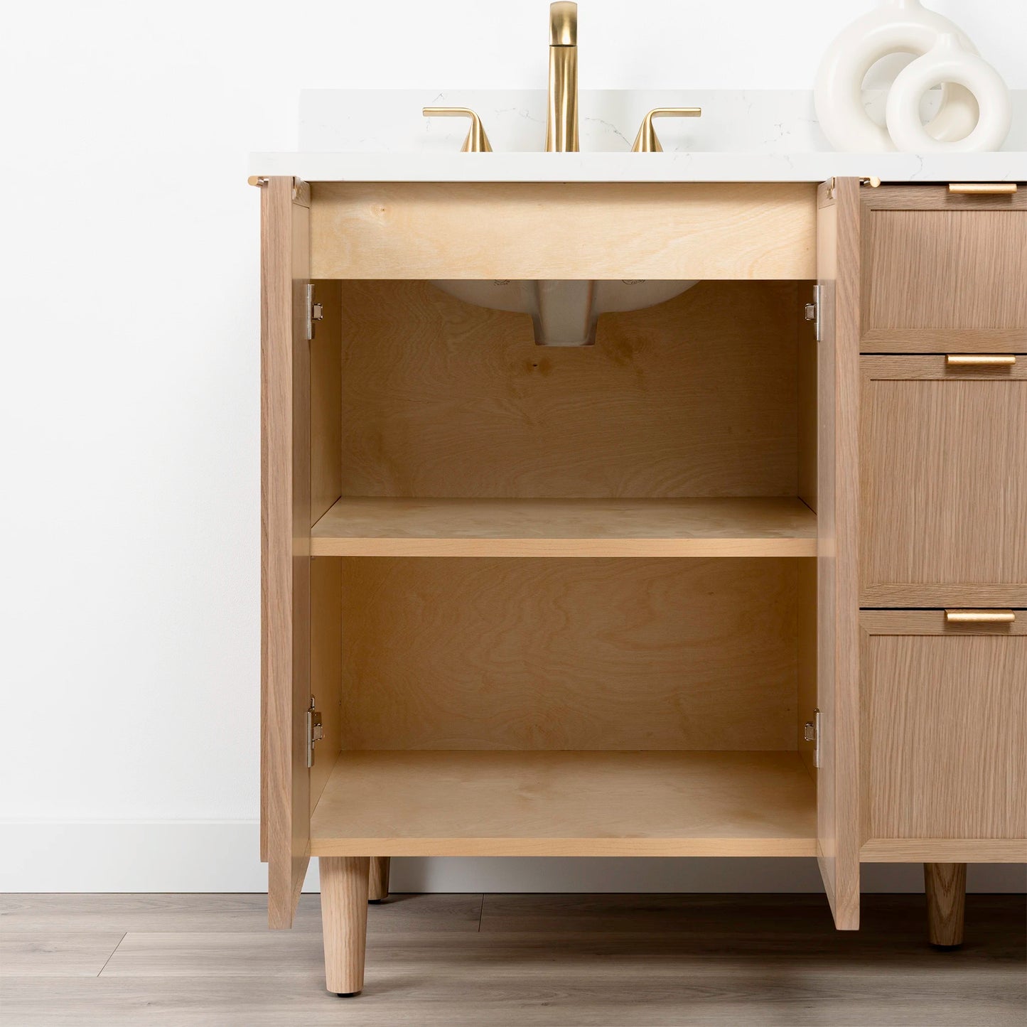 Cape Breton 60" White Oak Bathroom Vanity, Double Sink