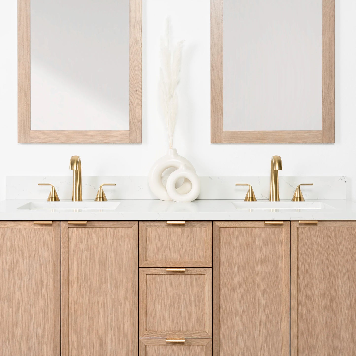 Cape Breton 60" White Oak Bathroom Vanity, Double Sink