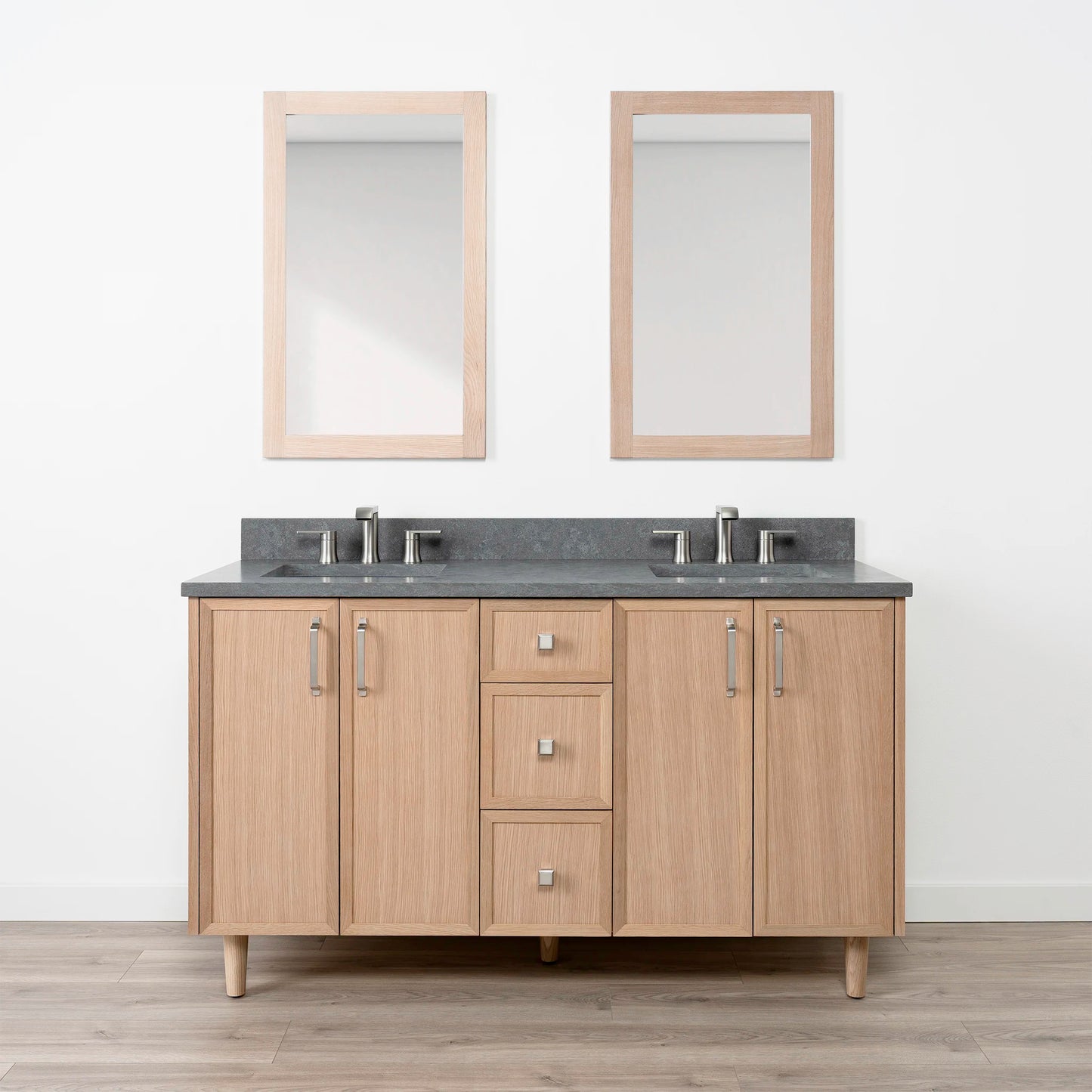 Cape Breton SLIM 60" White Oak Bathroom Vanity, Double Sink
