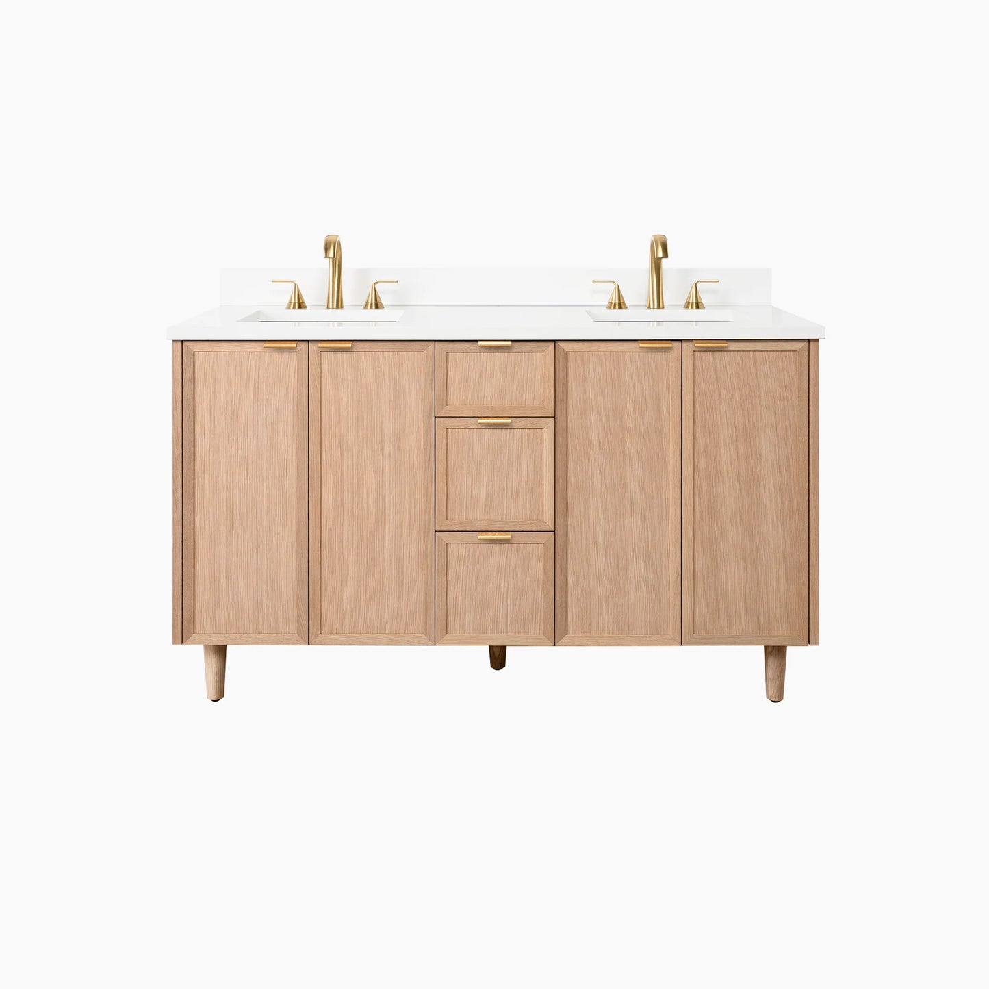 Cape Breton 60" White Oak Bathroom Vanity, Double Sink