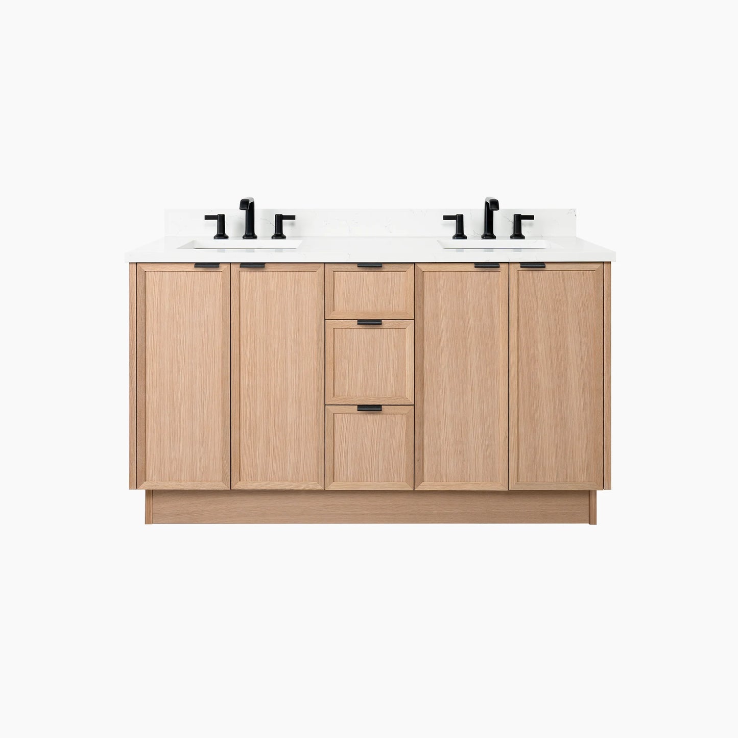 Cape Breton SLIM 60" White Oak Bathroom Vanity, Double Sink