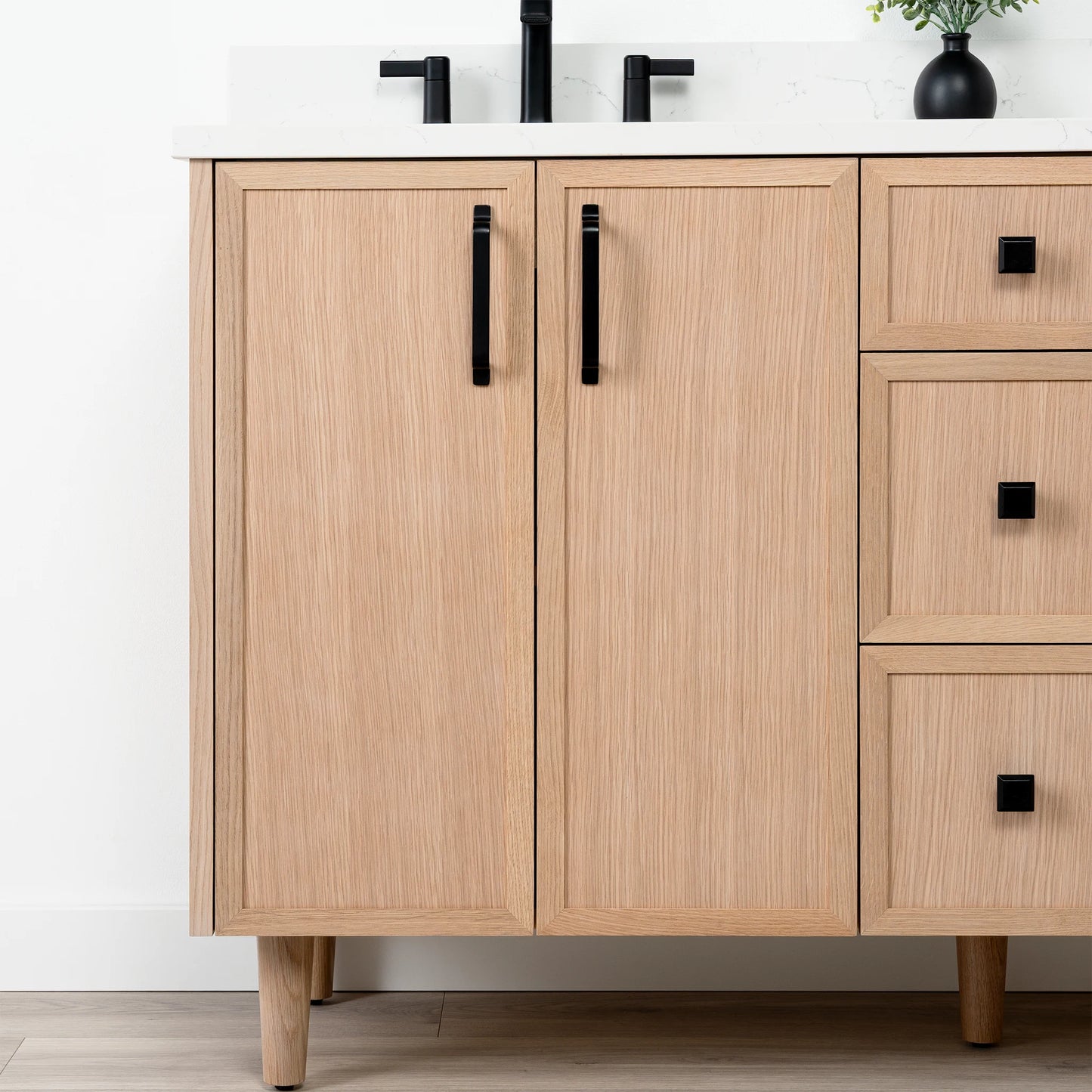 Cape Breton SLIM 60" White Oak Bathroom Vanity, Double Sink