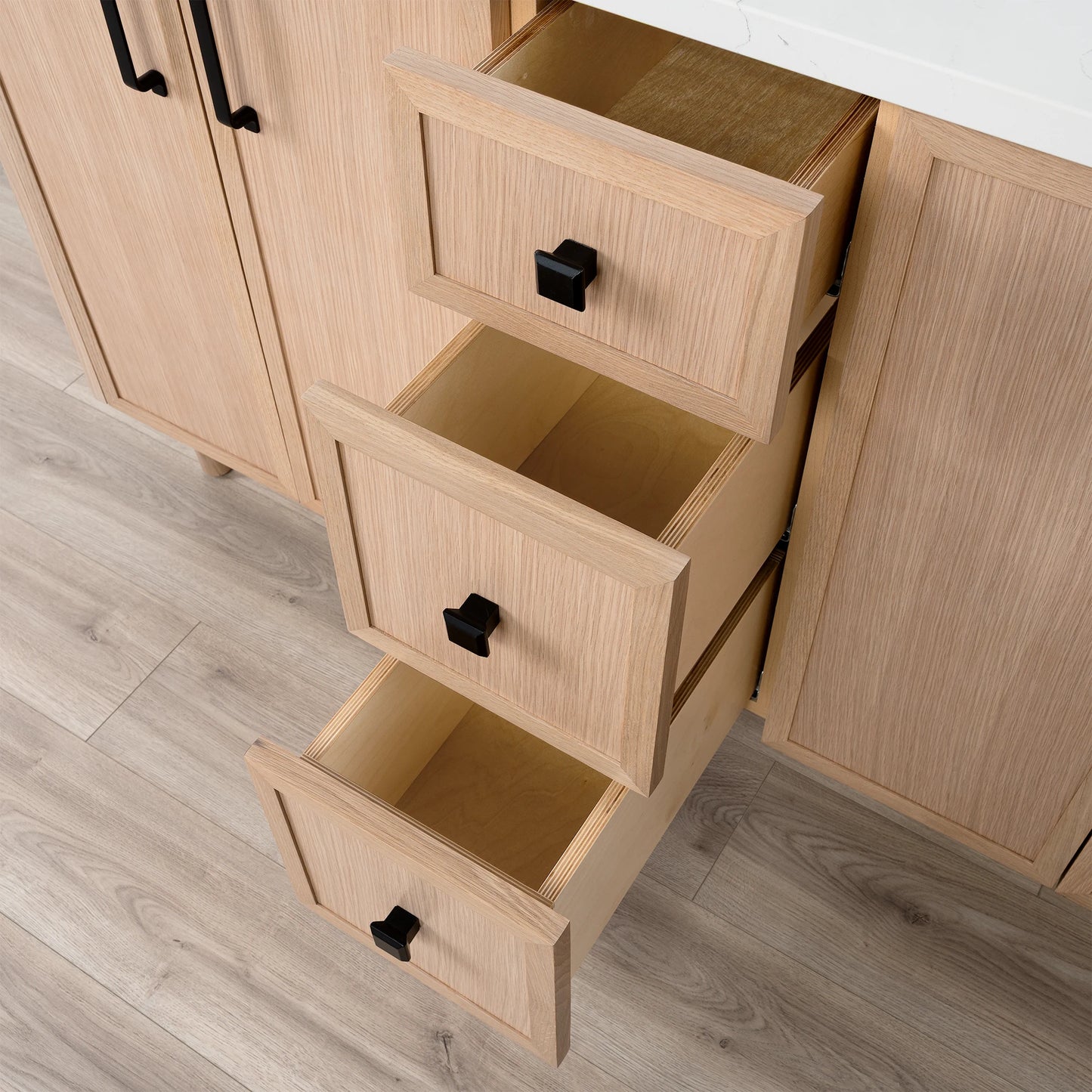 Cape Breton SLIM 60" White Oak Bathroom Vanity, Double Sink