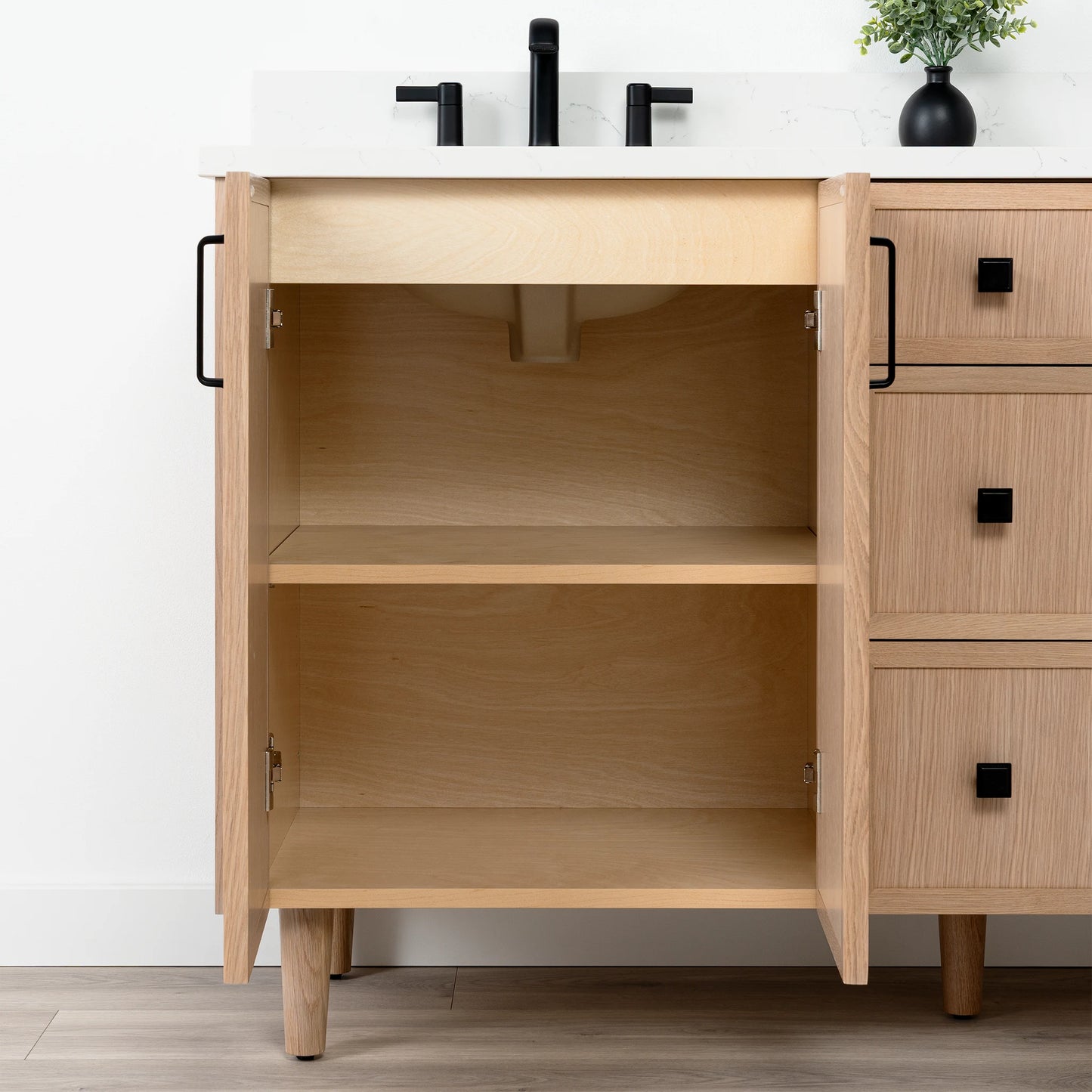 Cape Breton SLIM 60" White Oak Bathroom Vanity, Double Sink