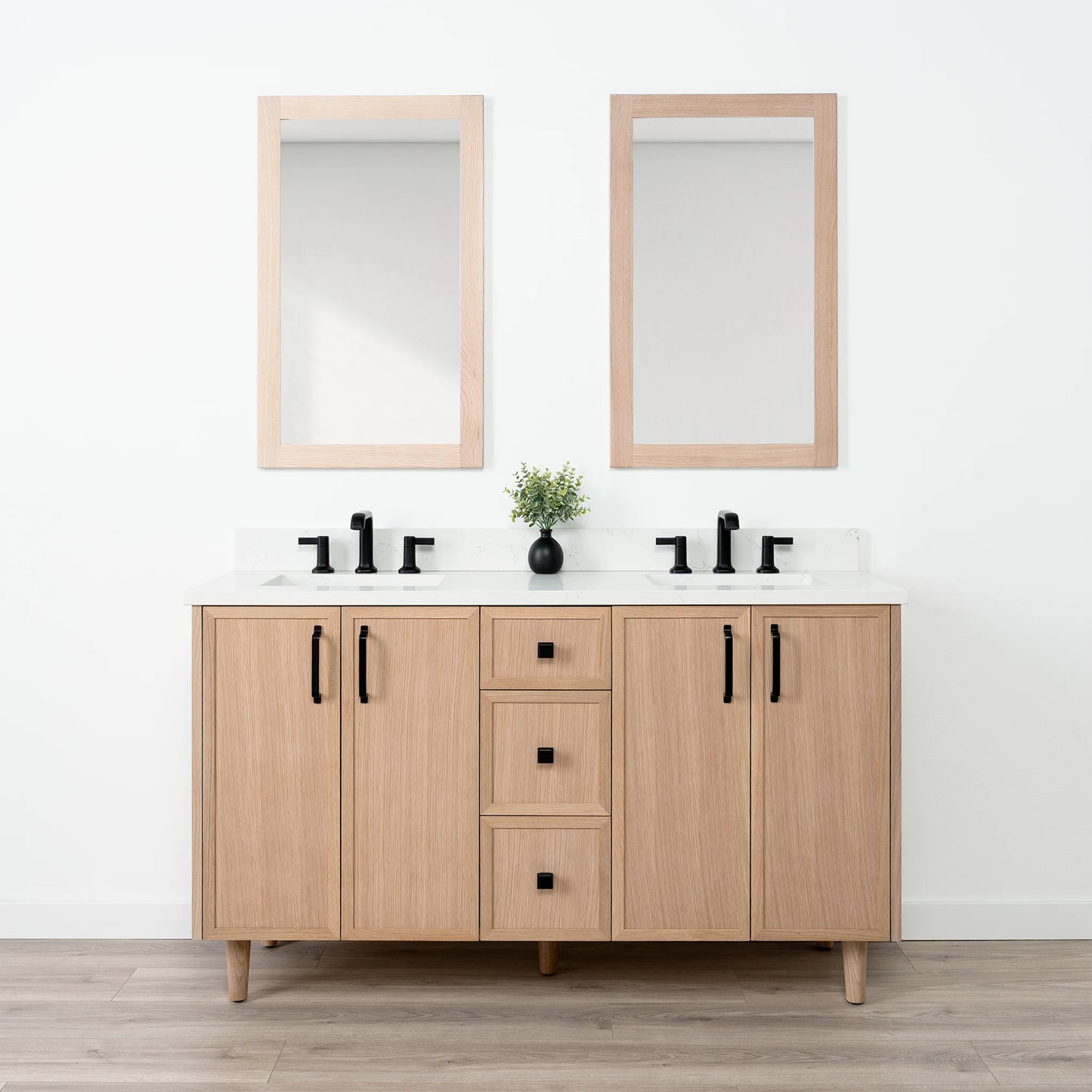 Cape Breton SLIM 60" White Oak Bathroom Vanity, Double Sink