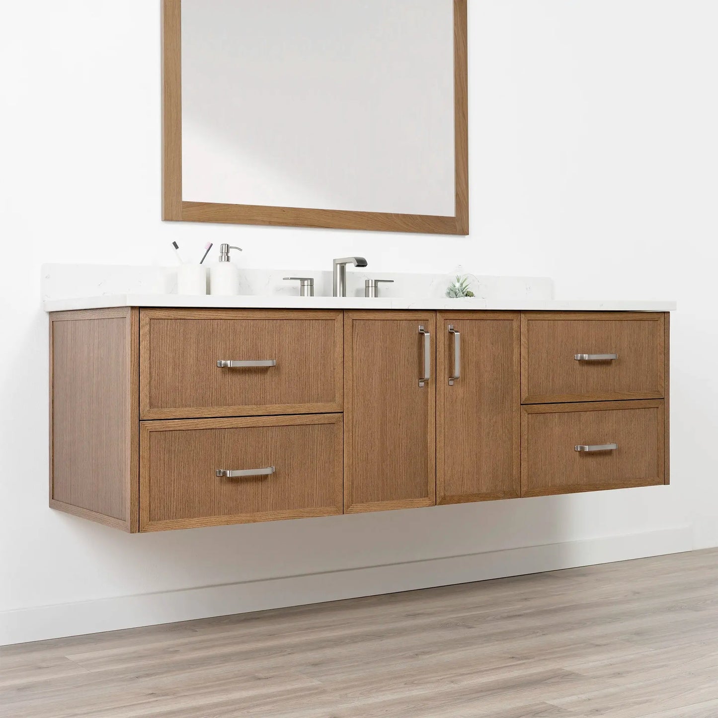 Cape Breton SLIM 72" Wall Mount Mid Century Oak Bathroom Vanity Teodor Bathroom Vanity Canada
