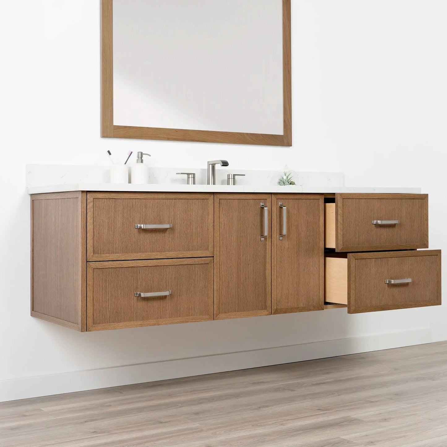 Cape Breton SLIM 72" Wall Mount Mid Century Oak Bathroom Vanity Teodor Bathroom Vanity Canada
