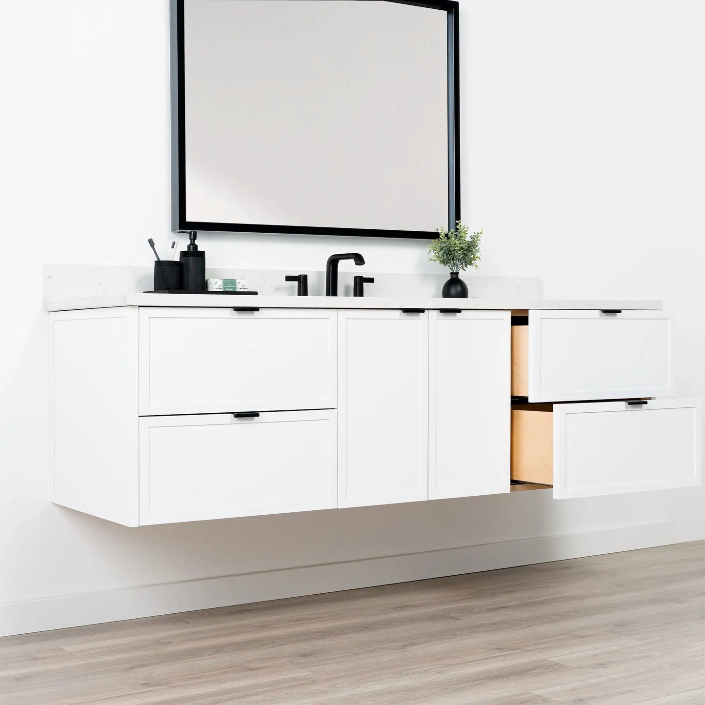 Cape Breton SLIM 72" Wall Mount Satin White Bathroom Vanity Teodor Bathroom Vanity Canada