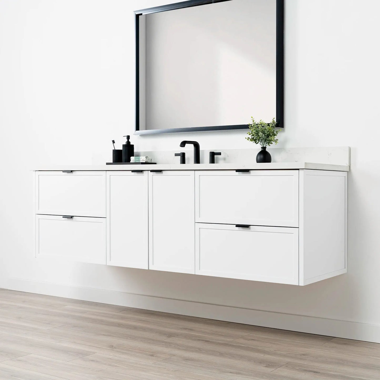Cape Breton SLIM 72" Wall Mount Satin White Bathroom Vanity Teodor Bathroom Vanity Canada