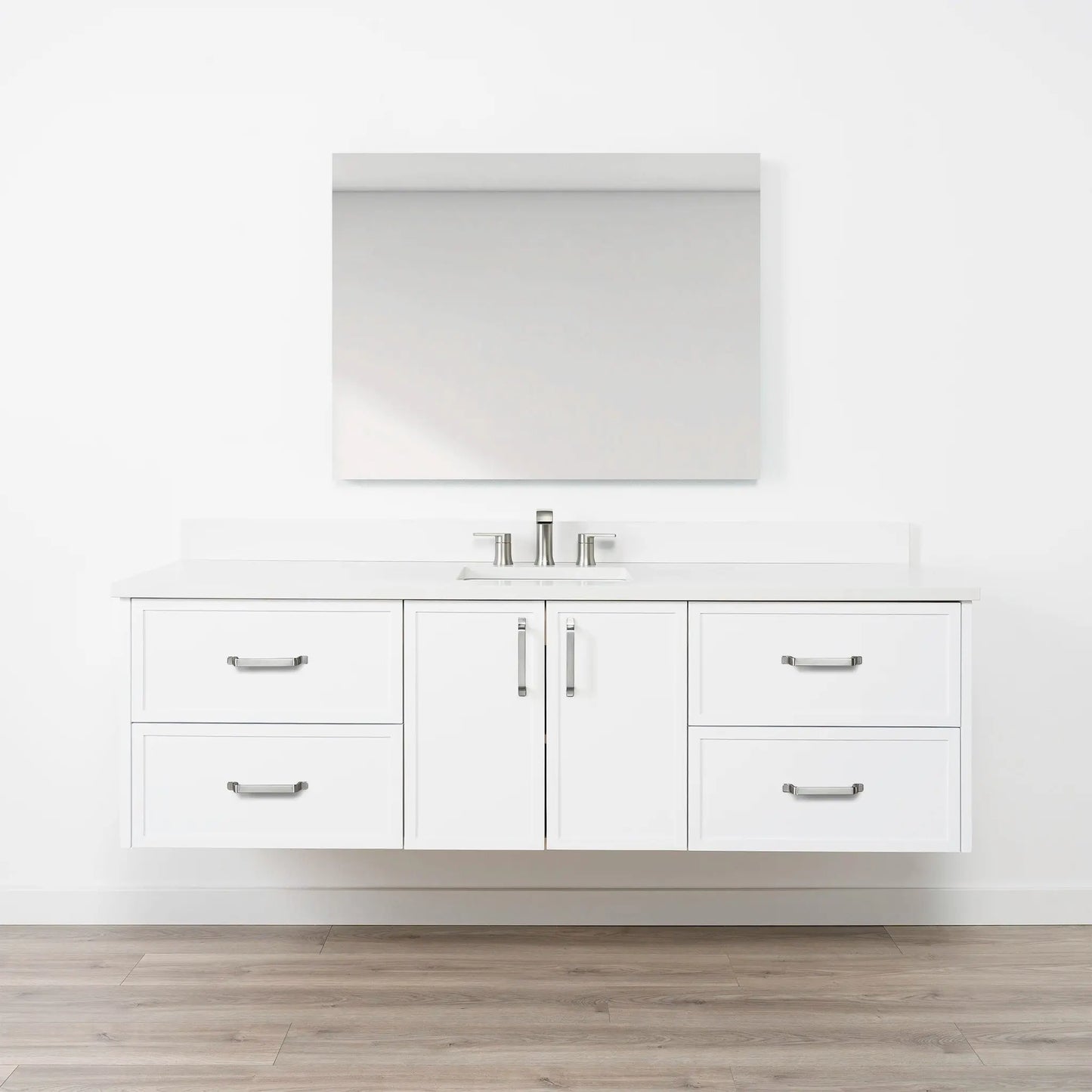 Cape Breton SLIM 72" Wall Mount Satin White Bathroom Vanity Teodor Bathroom Vanity Canada