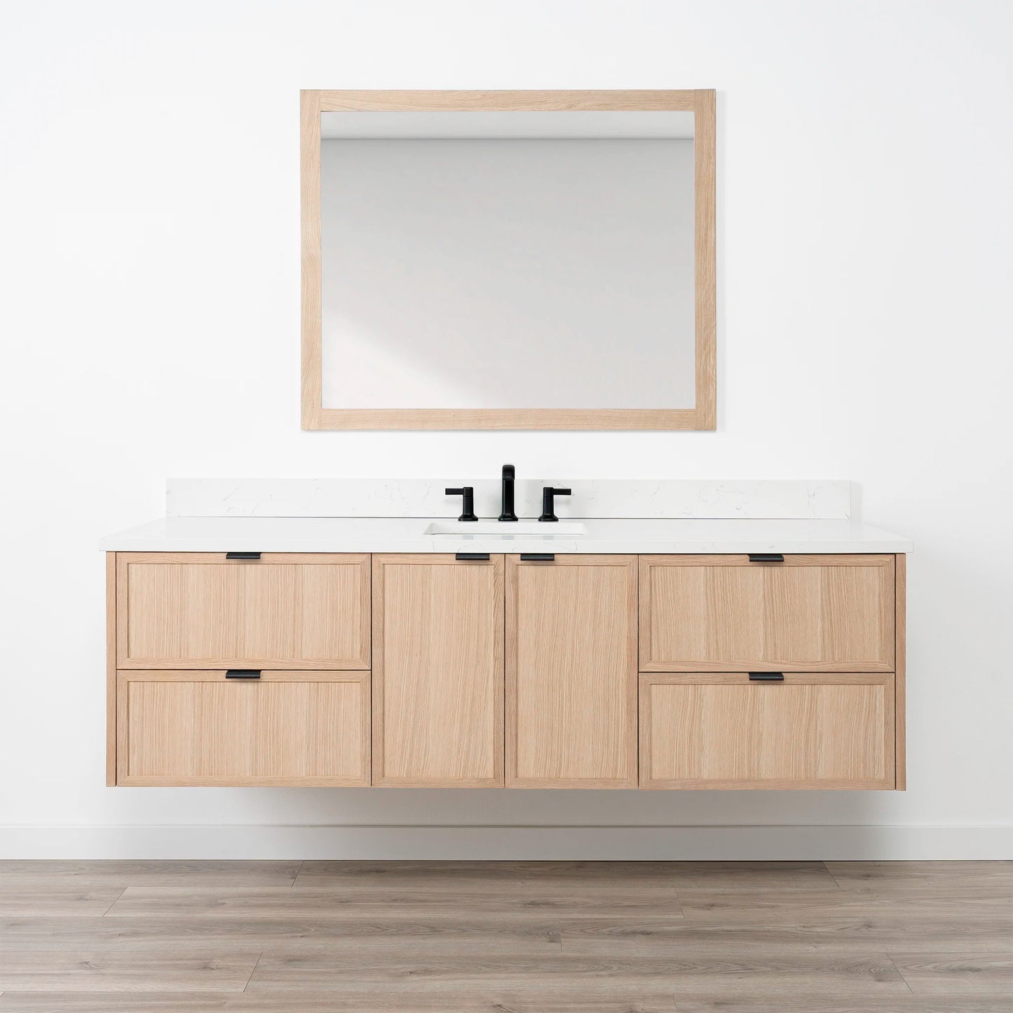 Cape Breton 72" Wall Mount White Oak Bathroom Vanity