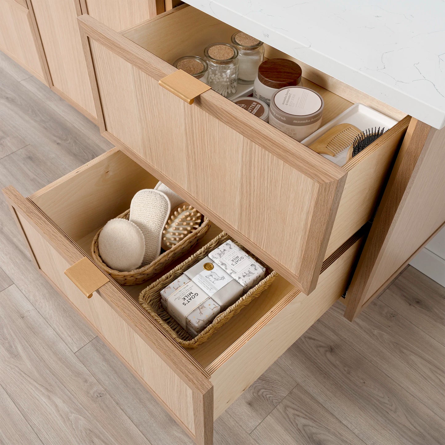 Cape Breton 72" Wall Mount White Oak Bathroom Vanity