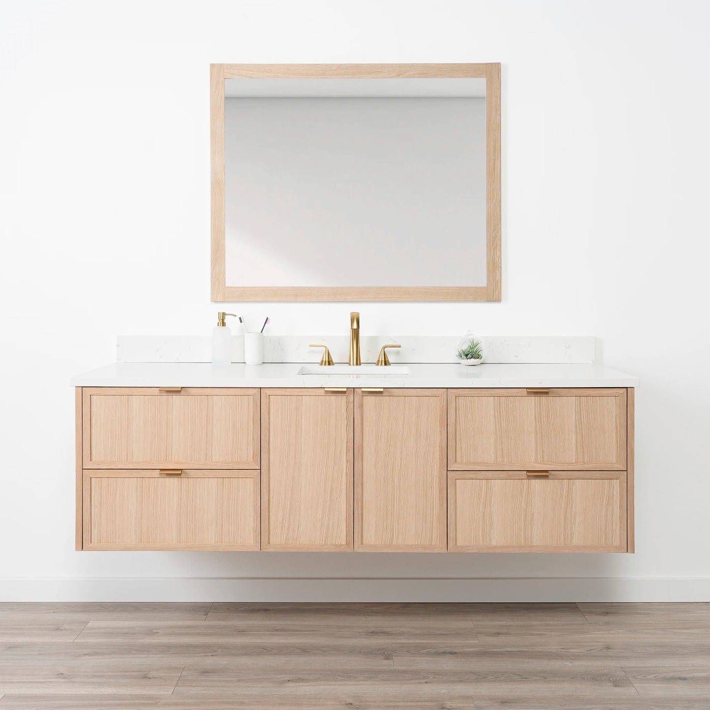 Cape Breton 72" Wall Mount White Oak Bathroom Vanity