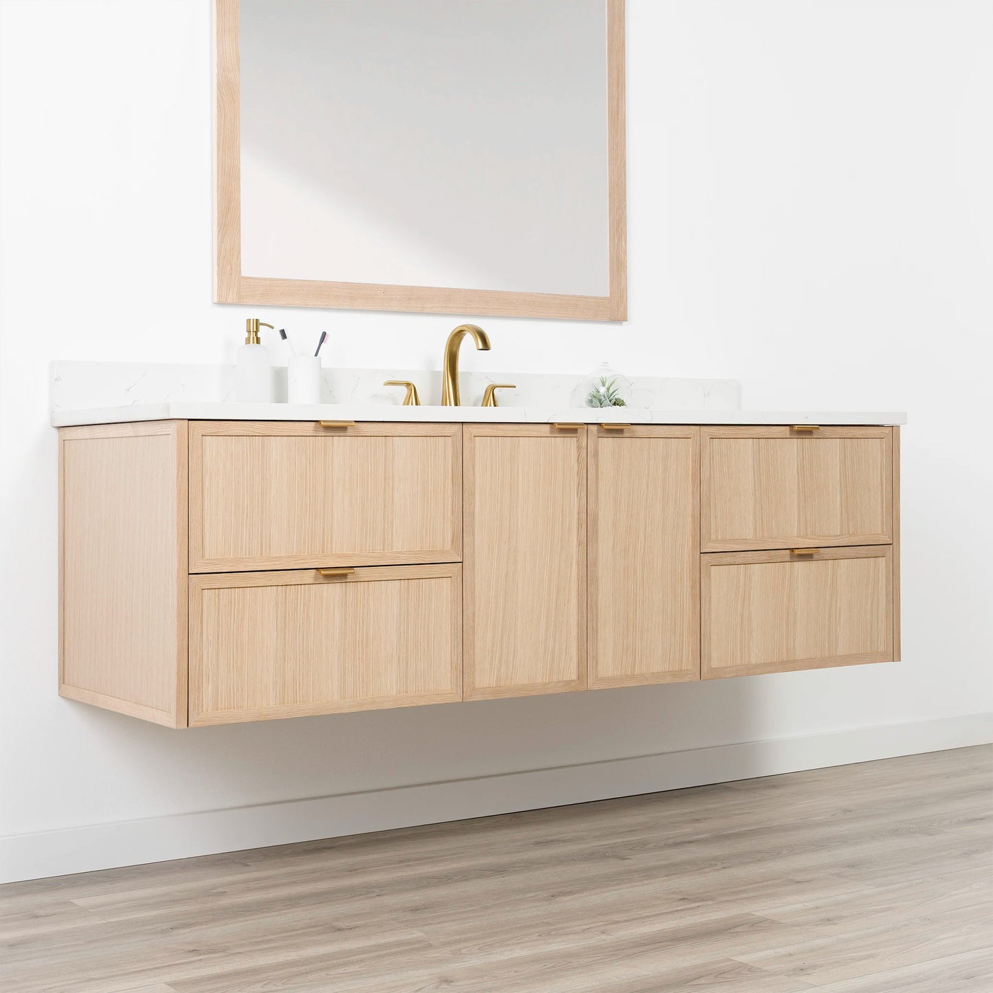Cape Breton 72" Wall Mount White Oak Bathroom Vanity