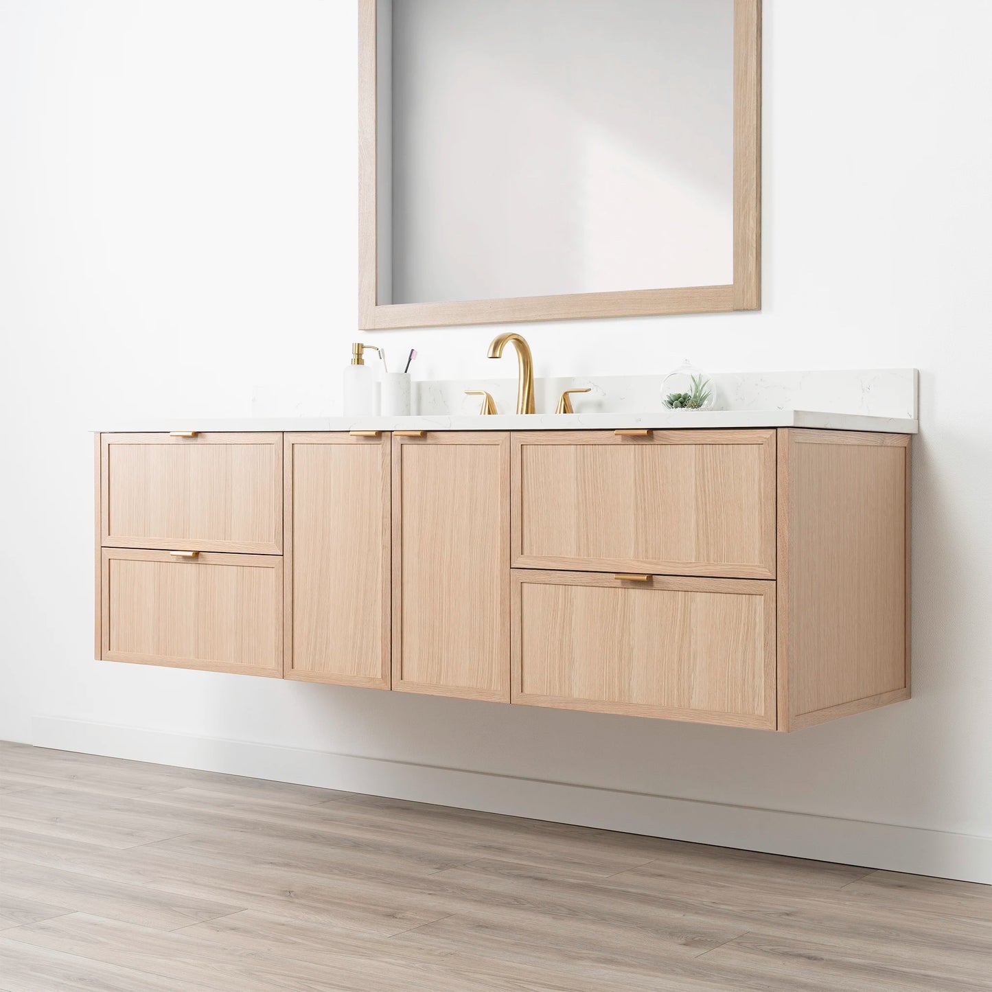 Cape Breton 72" Wall Mount White Oak Bathroom Vanity
