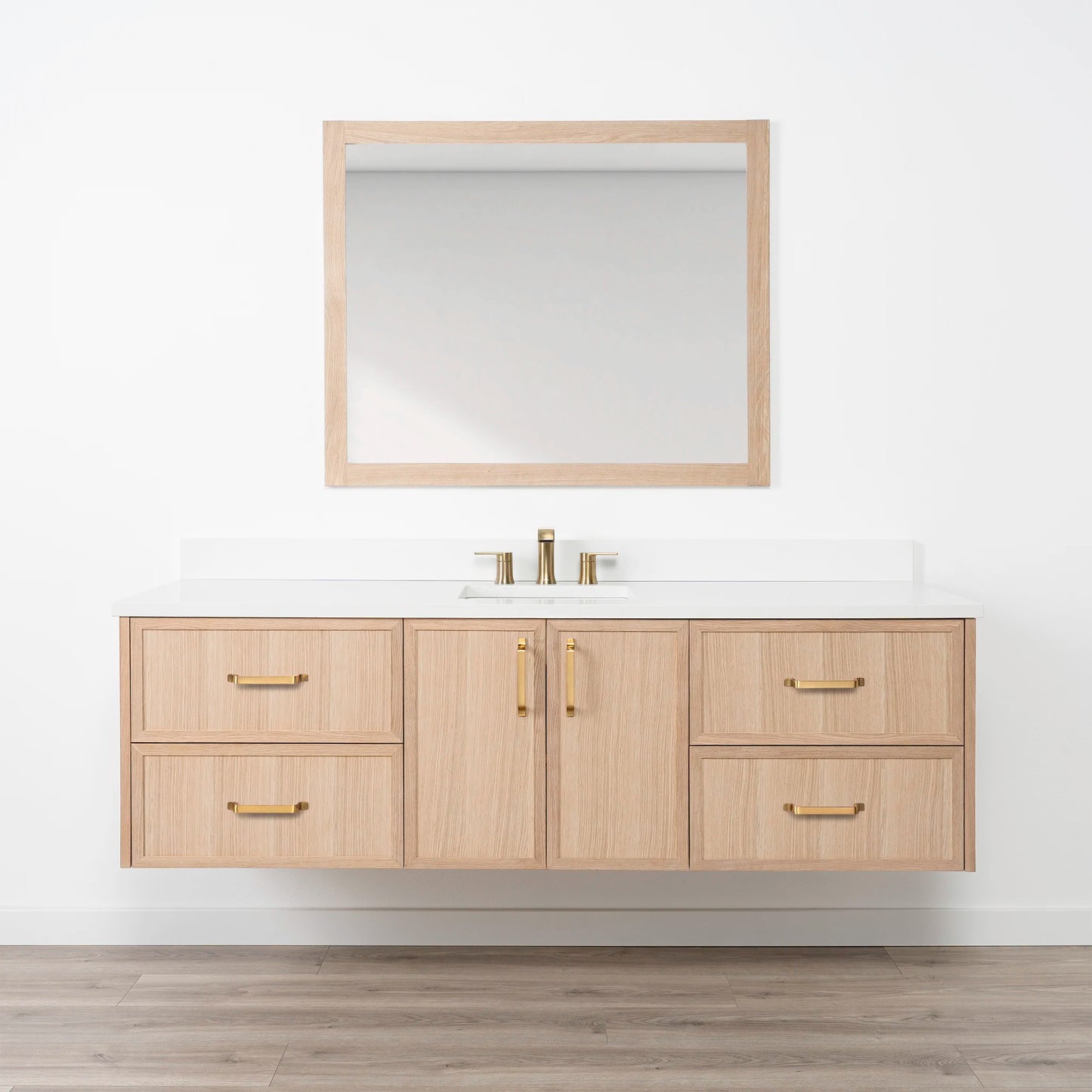 Cape Breton 72" Wall Mount White Oak Bathroom Vanity