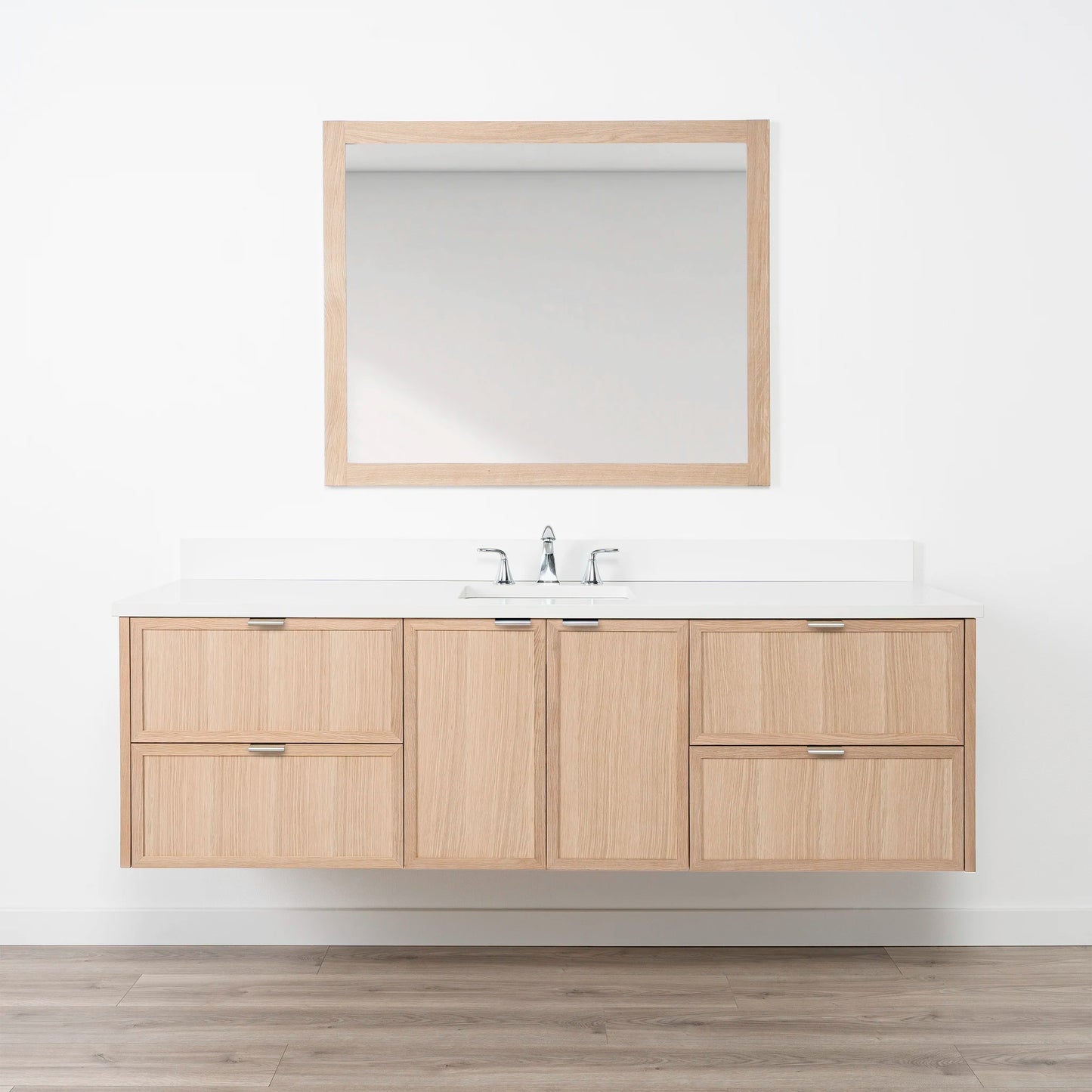 Cape Breton 72" Wall Mount White Oak Bathroom Vanity