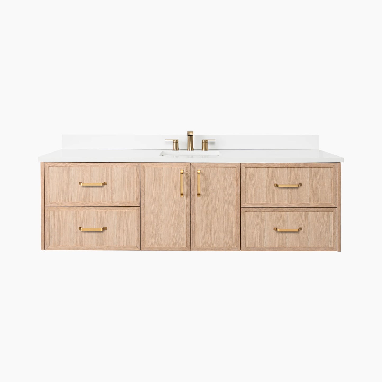 Cape Breton 72" Wall Mount White Oak Bathroom Vanity