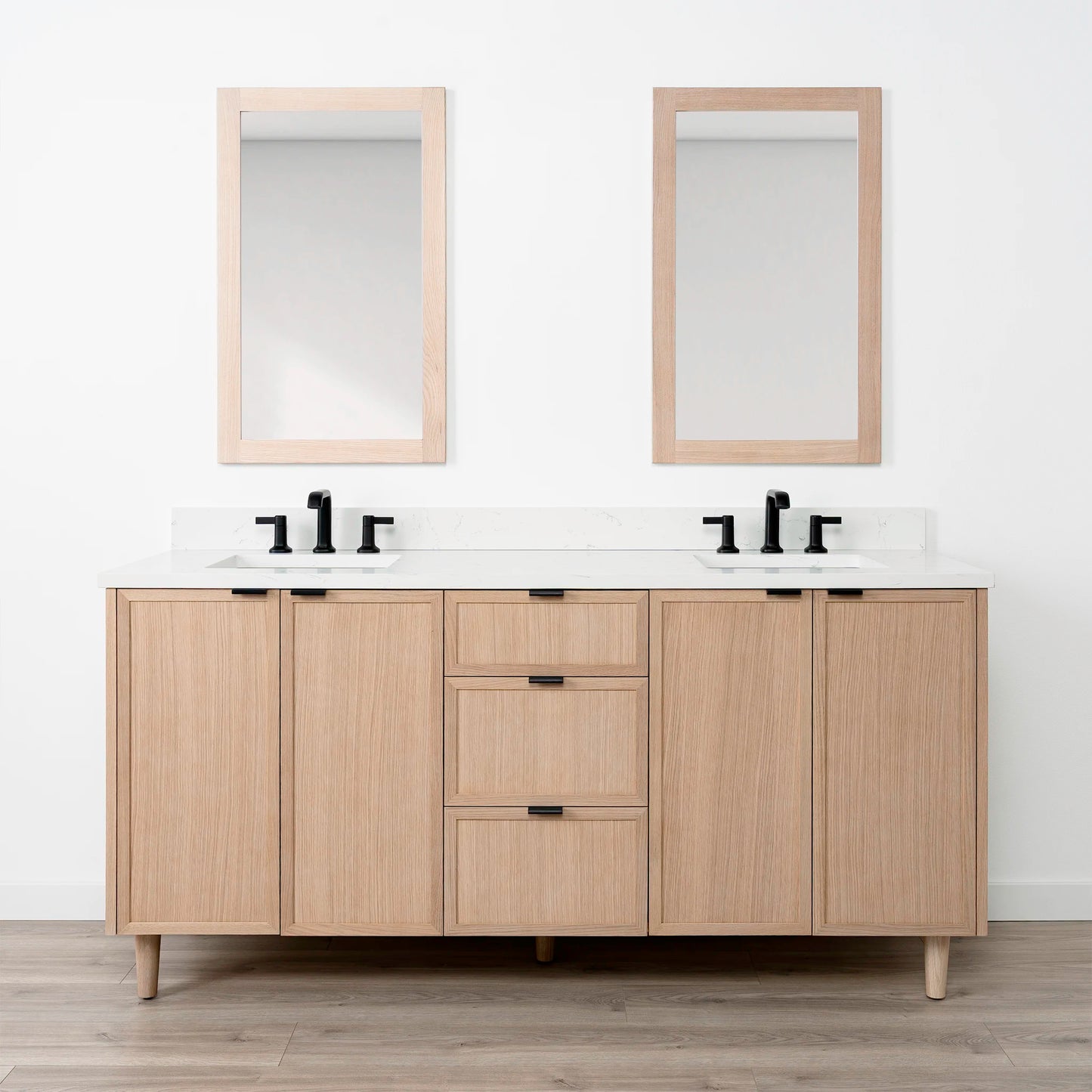 Cape Breton SLIM 72" White Oak Bathroom Vanity, Double Sink