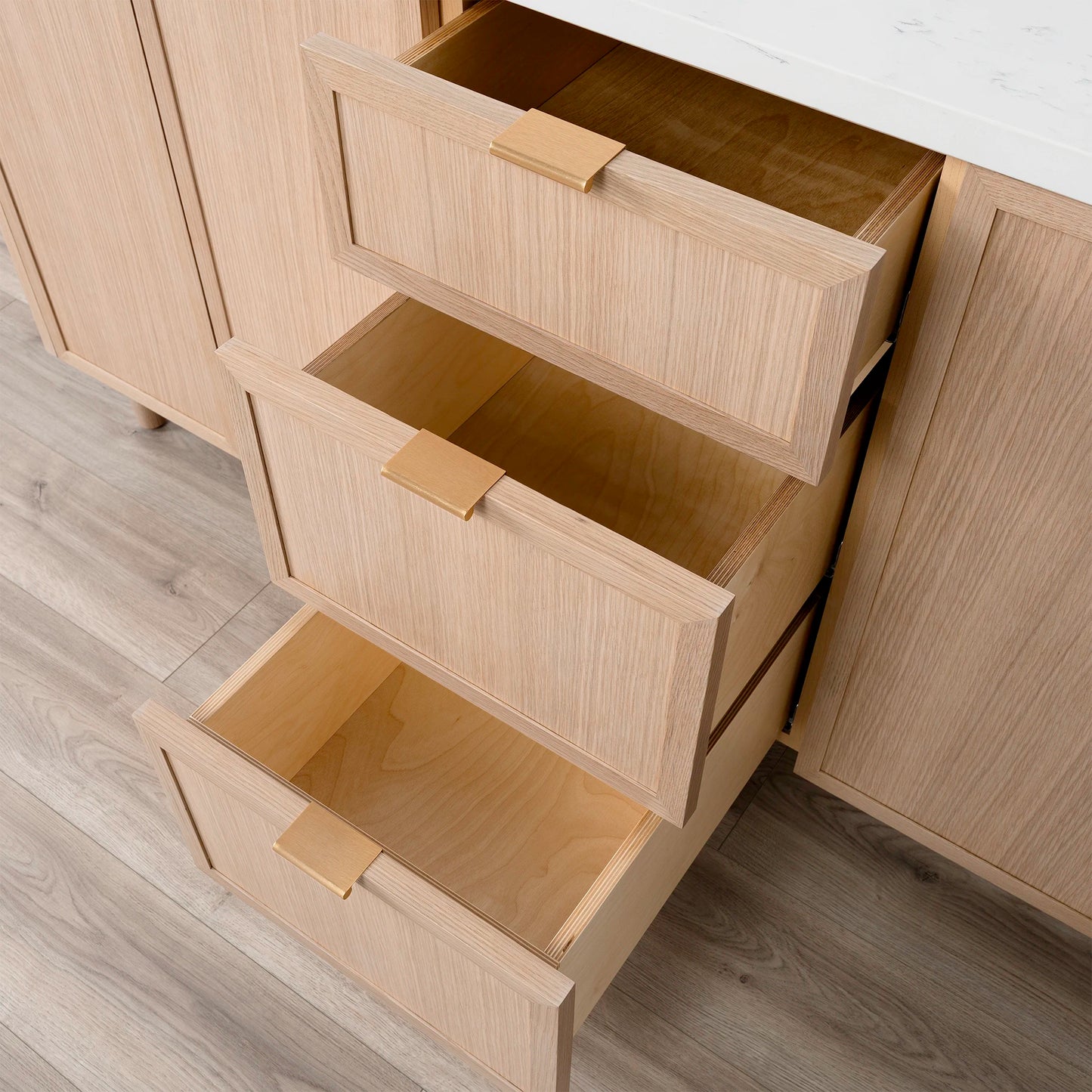 Cape Breton SLIM 72" White Oak Bathroom Vanity, Double Sink