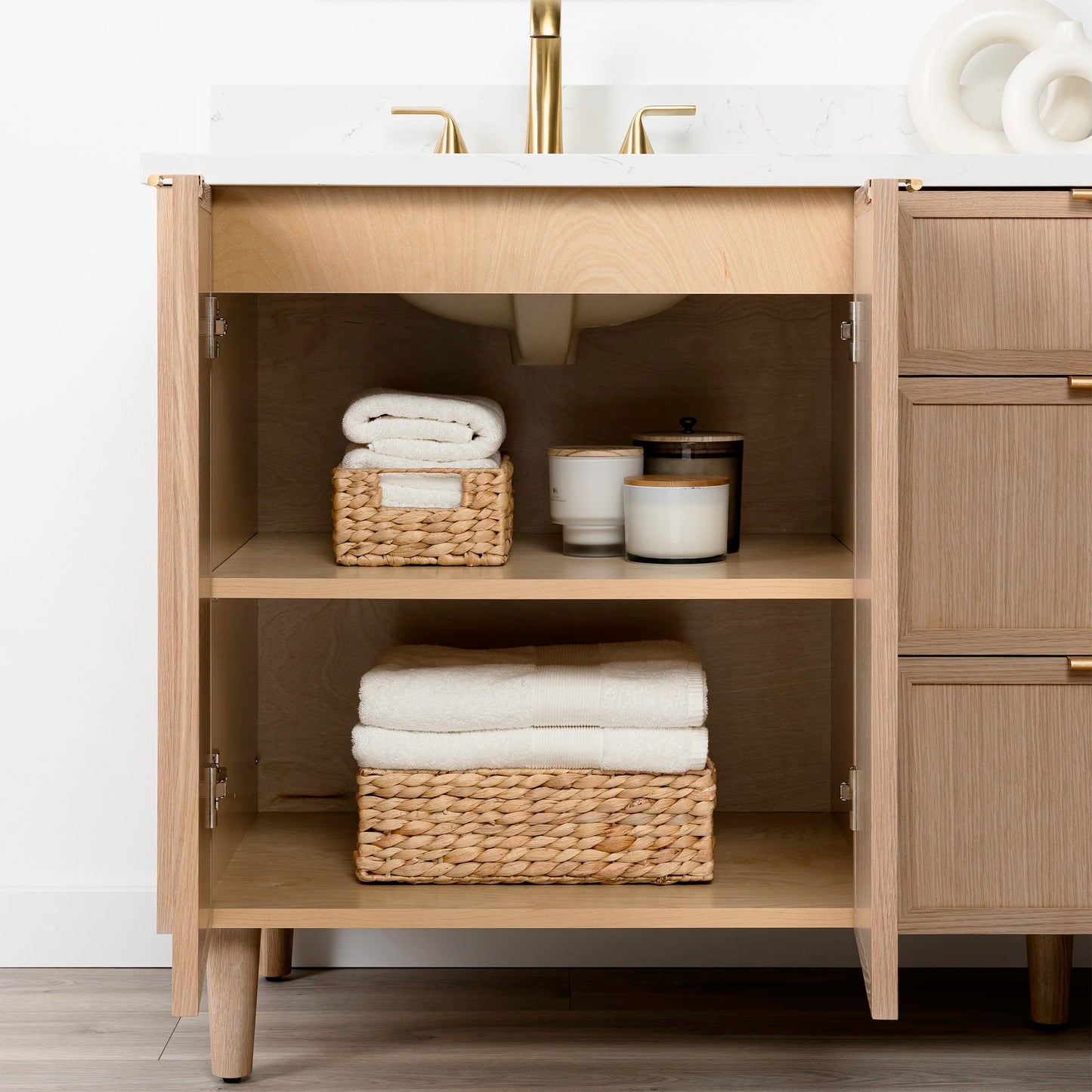 Cape Breton SLIM 72" White Oak Bathroom Vanity, Double Sink