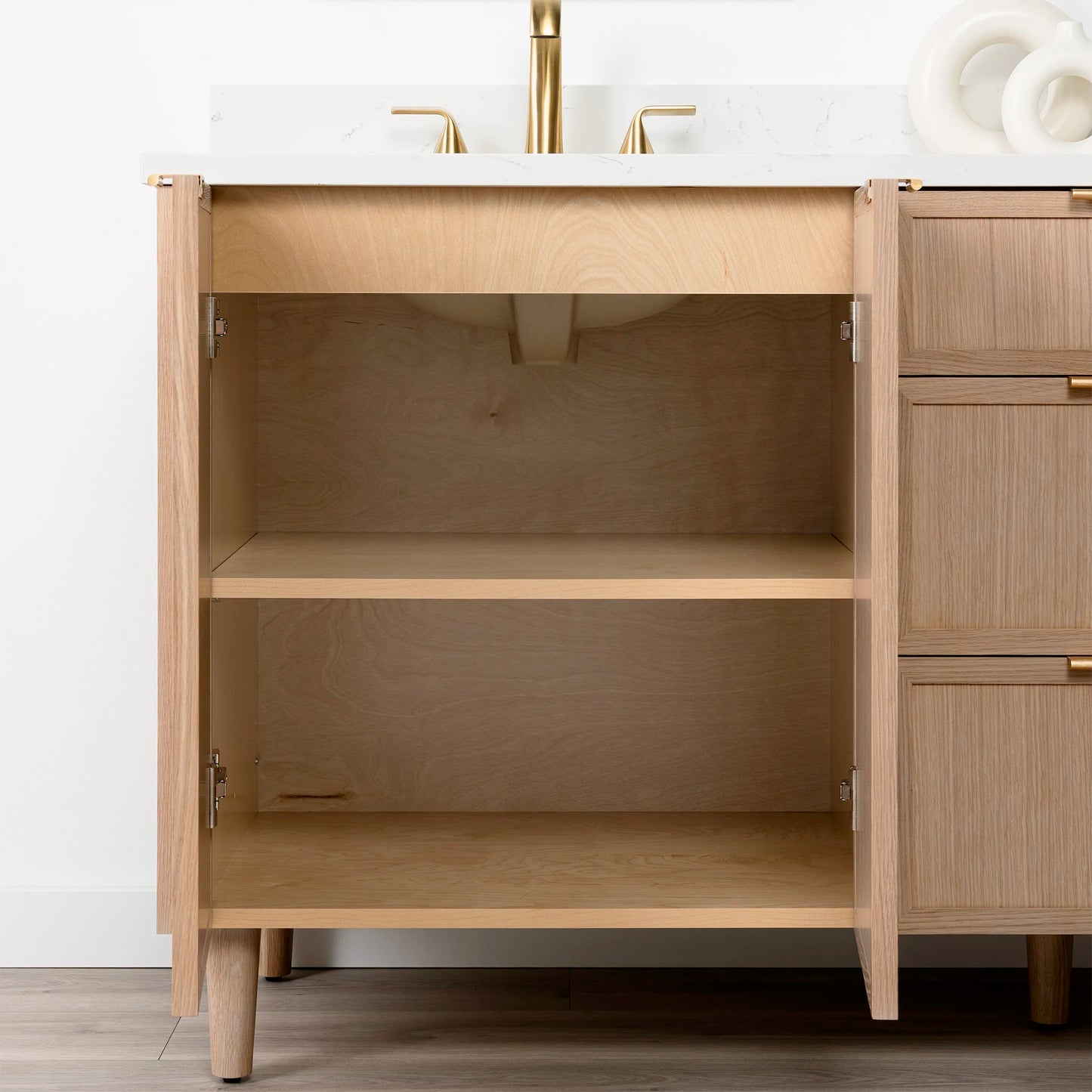 Cape Breton SLIM 72" White Oak Bathroom Vanity, Double Sink