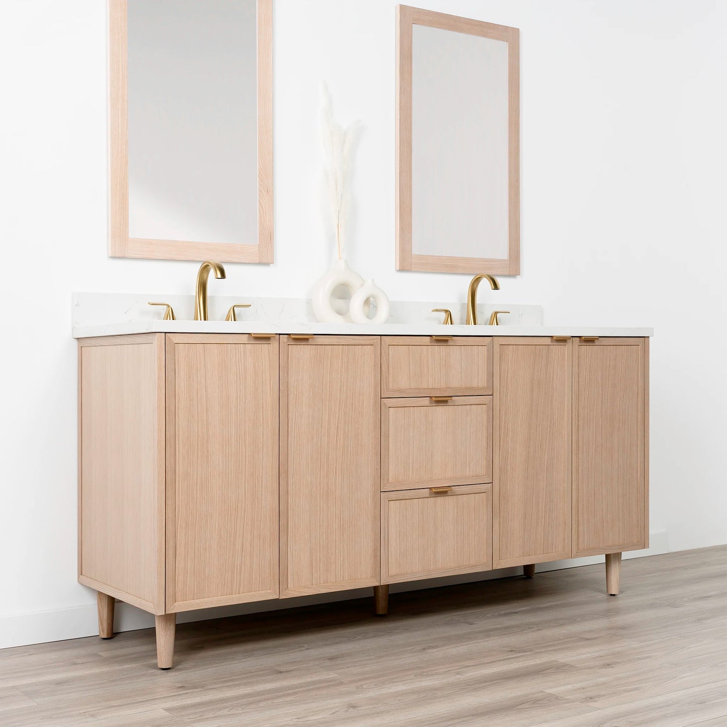 Cape Breton SLIM 72" White Oak Bathroom Vanity, Double Sink