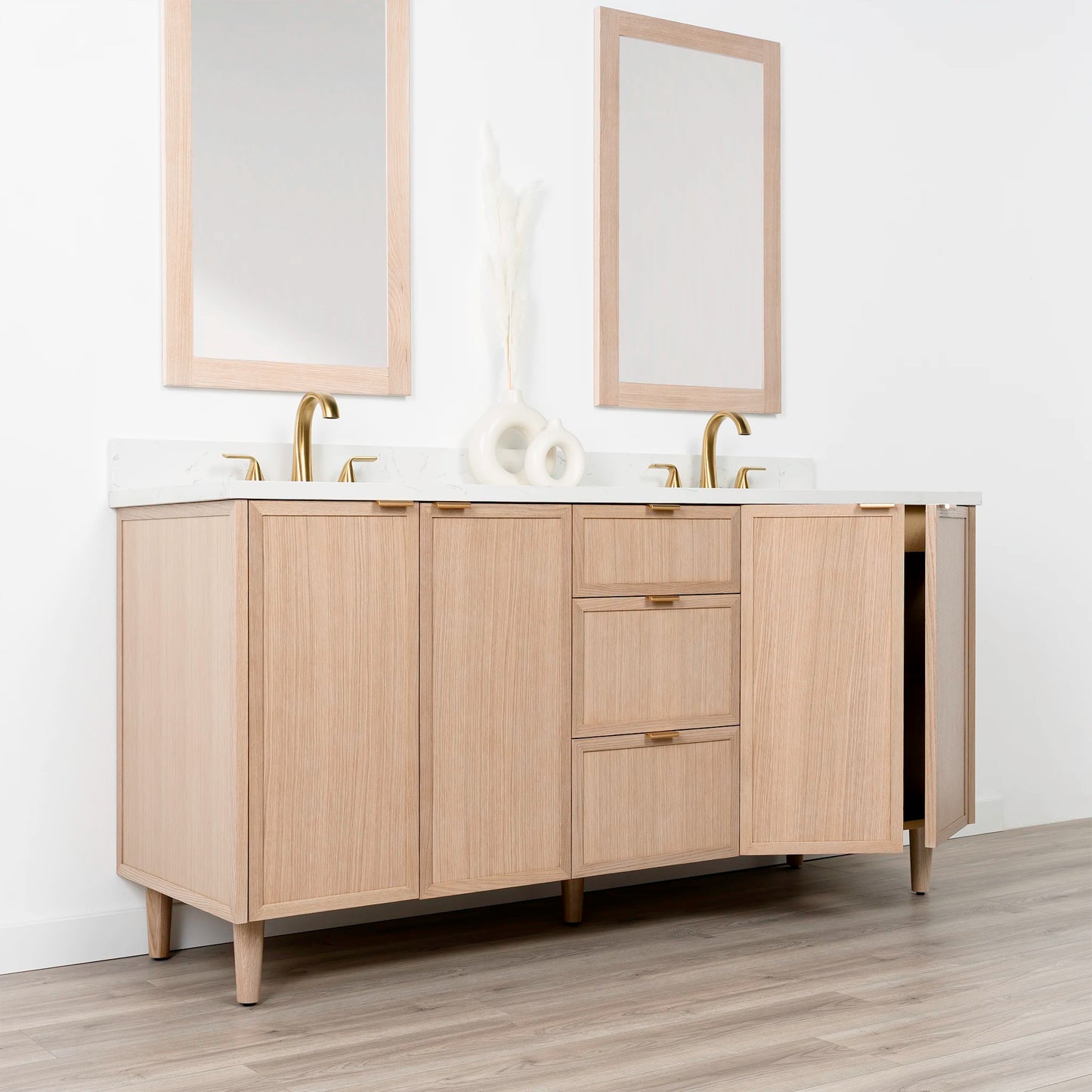 Cape Breton SLIM 72" White Oak Bathroom Vanity, Double Sink