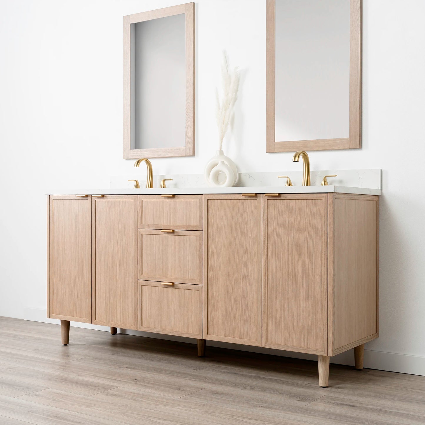 Cape Breton SLIM 72" White Oak Bathroom Vanity, Double Sink