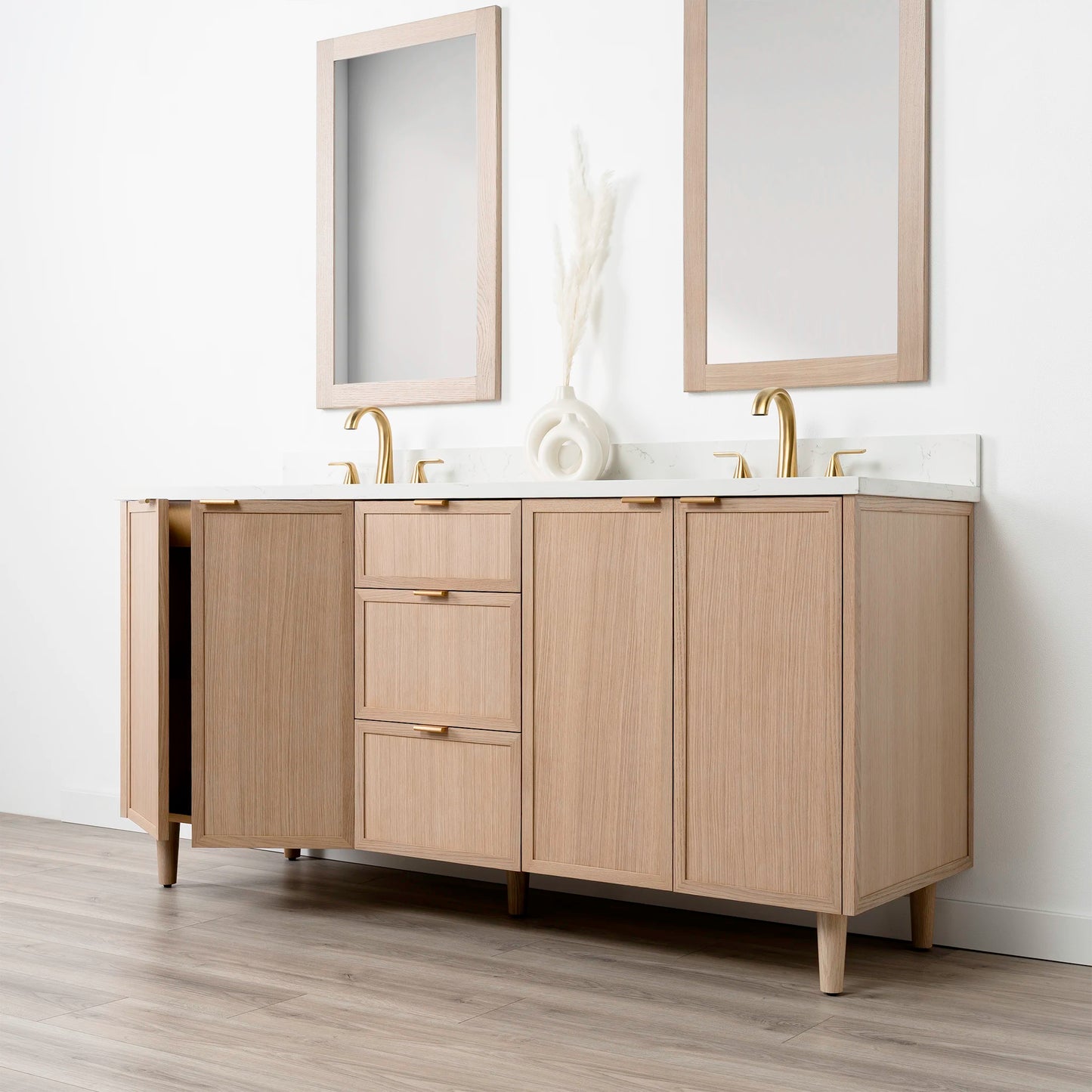 Cape Breton SLIM 72" White Oak Bathroom Vanity, Double Sink