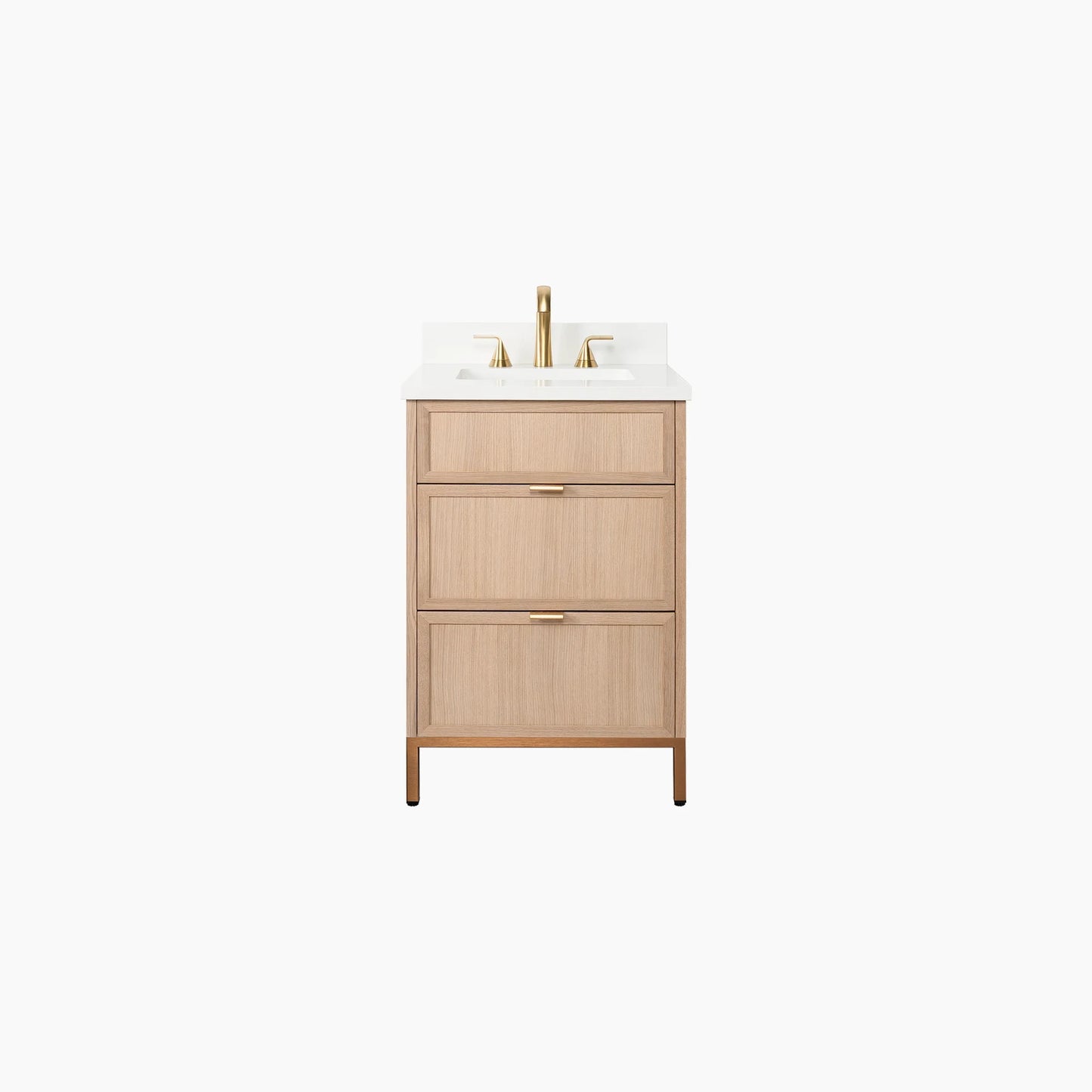 Cape Breton 24" White Oak Bathroom Vanity - All Drawers