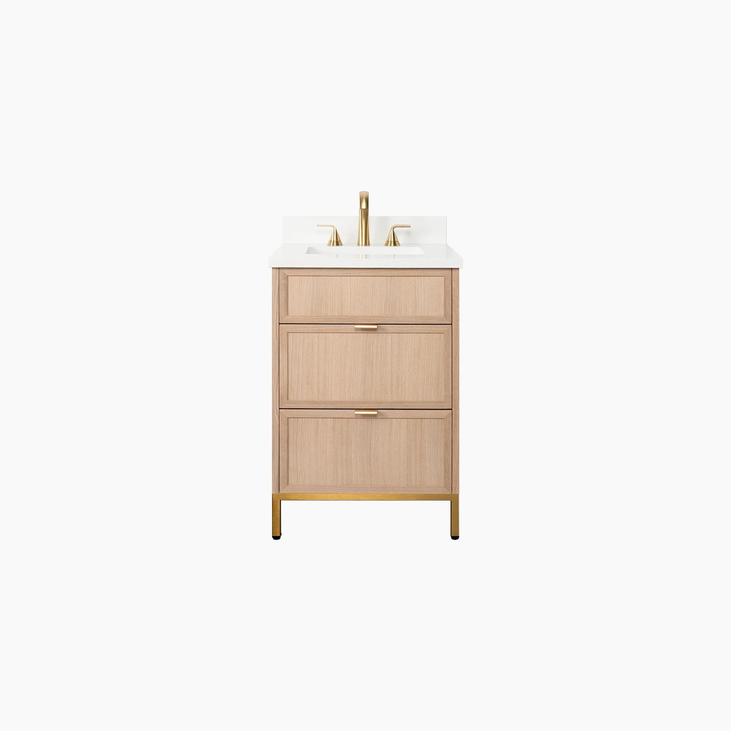 Cape Breton 24" White Oak Bathroom Vanity - All Drawers