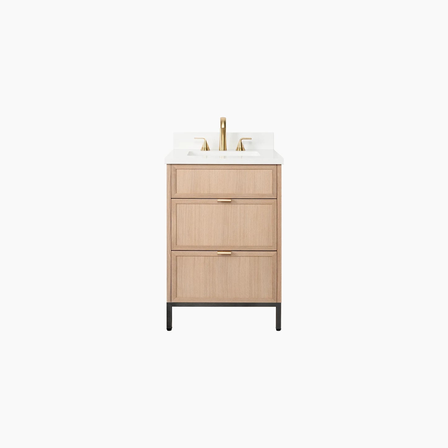 Cape Breton 24" White Oak Bathroom Vanity - All Drawers