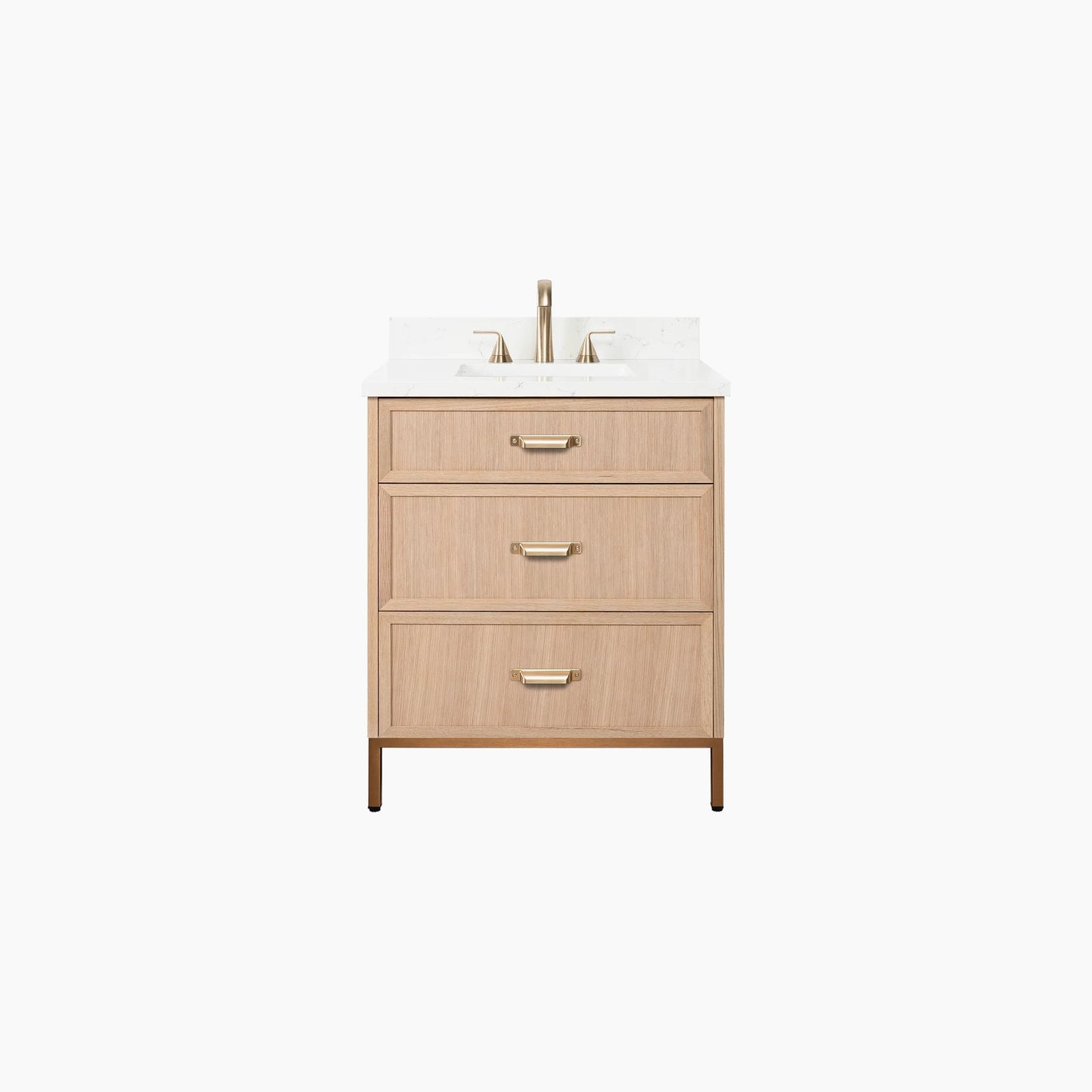 Cape Breton 30" White Oak Bathroom Vanity - All Drawers